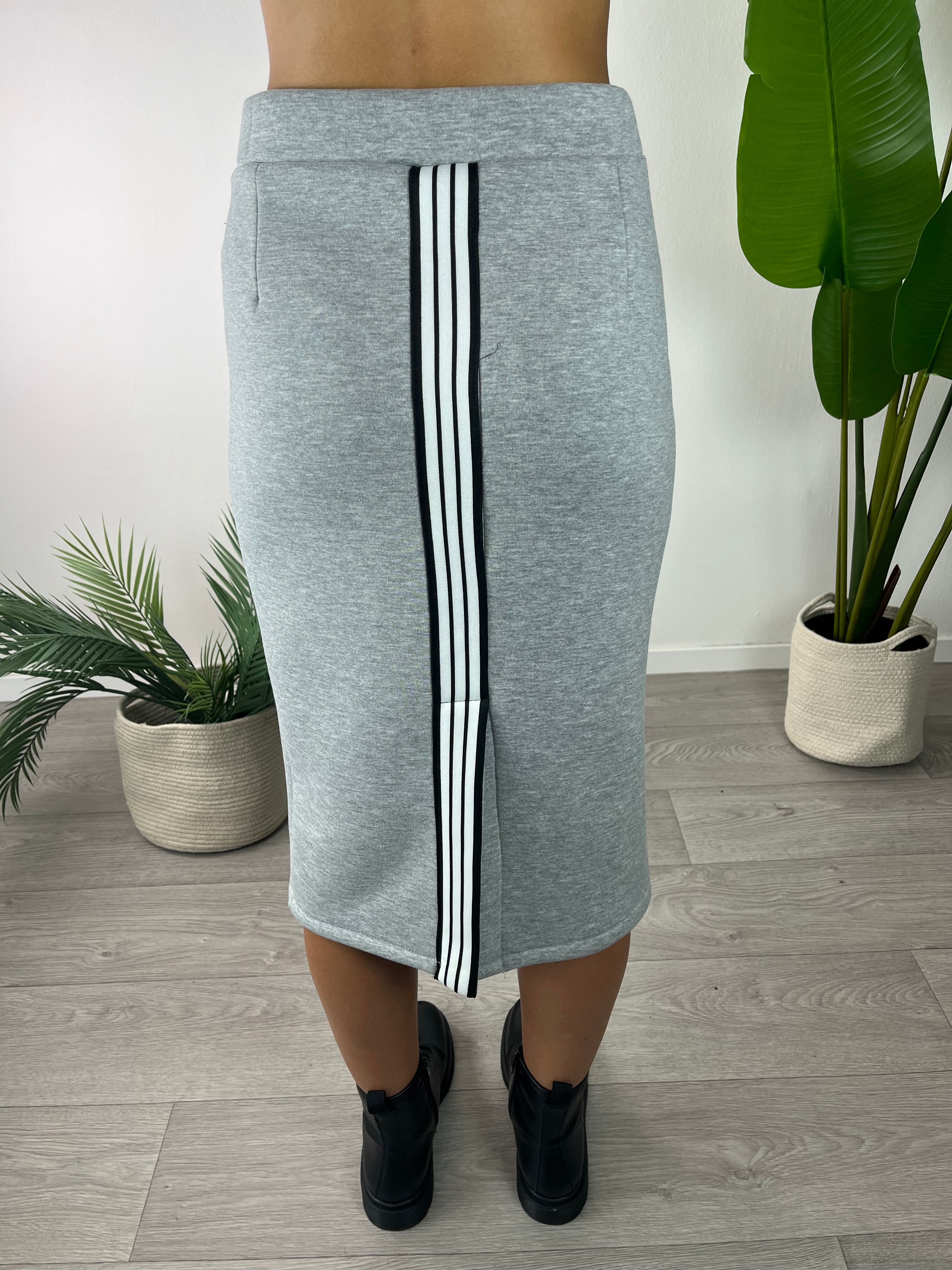 Gonna Righe Grigia Kikisix