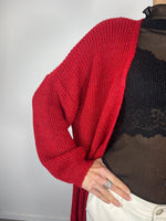 Cardigan lungo in lurex Rosso - Kikisix