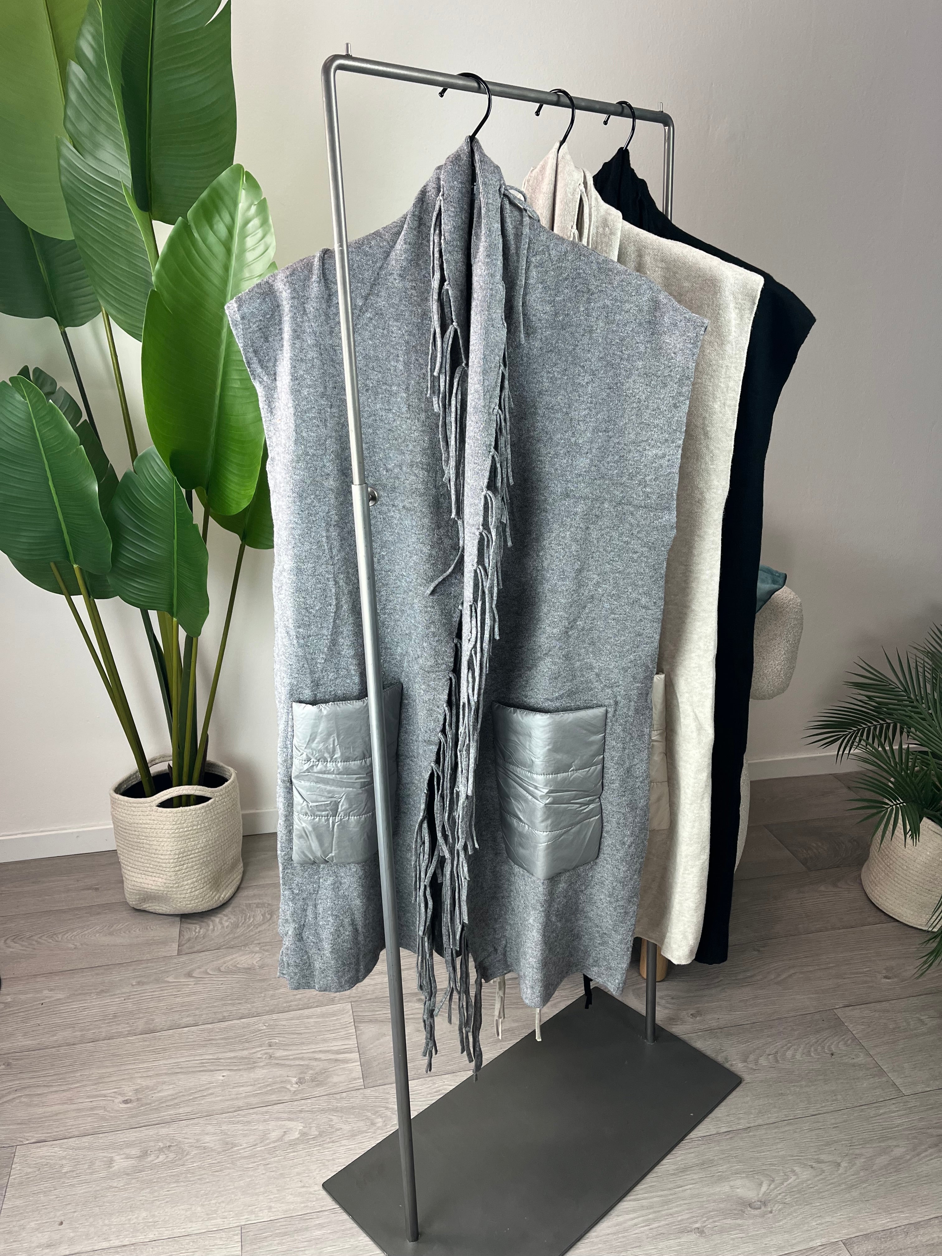 Gilet Pockets Grigio Kikisix