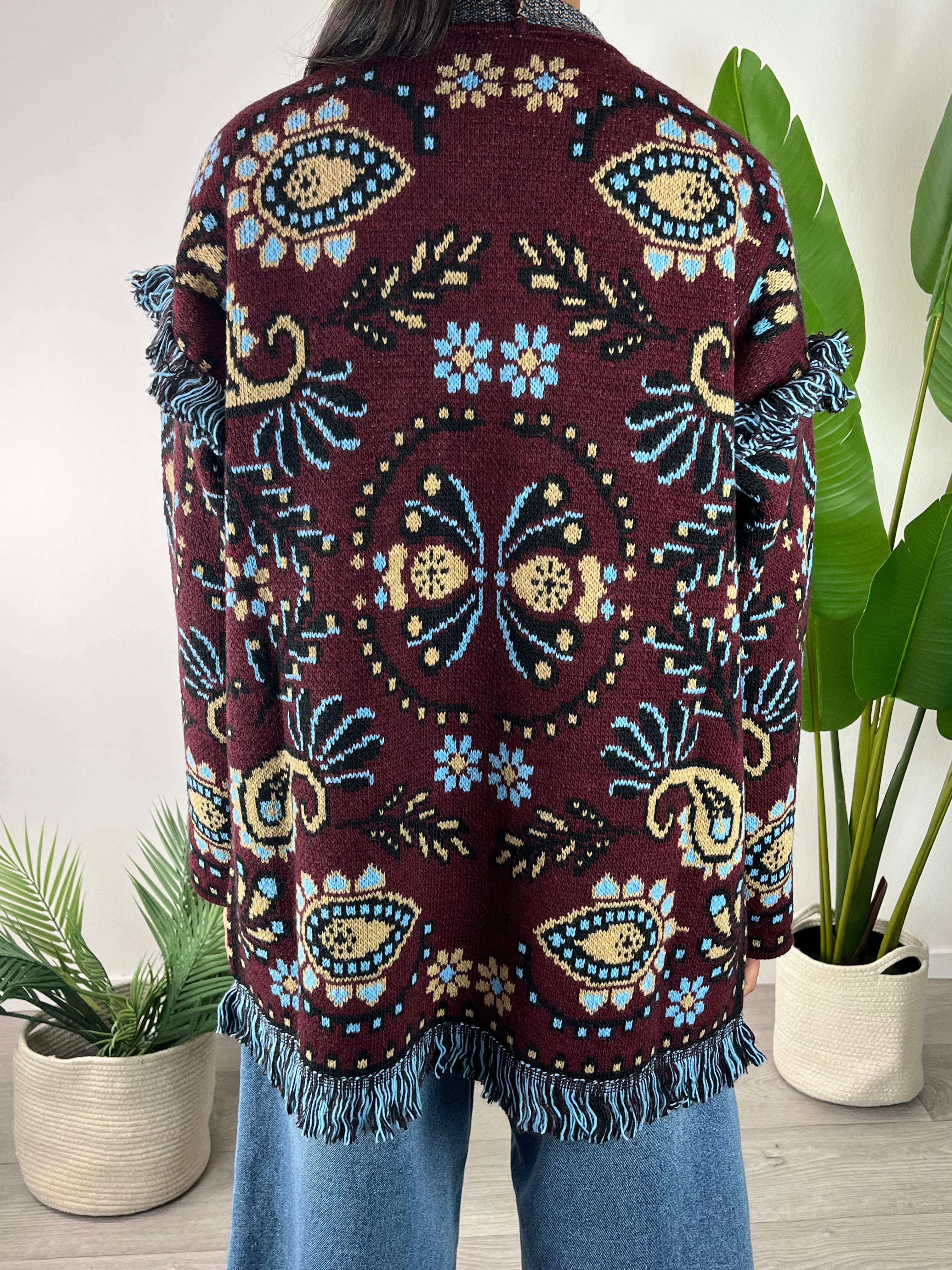 Cardigan Ikat Bordeaux Tensione In