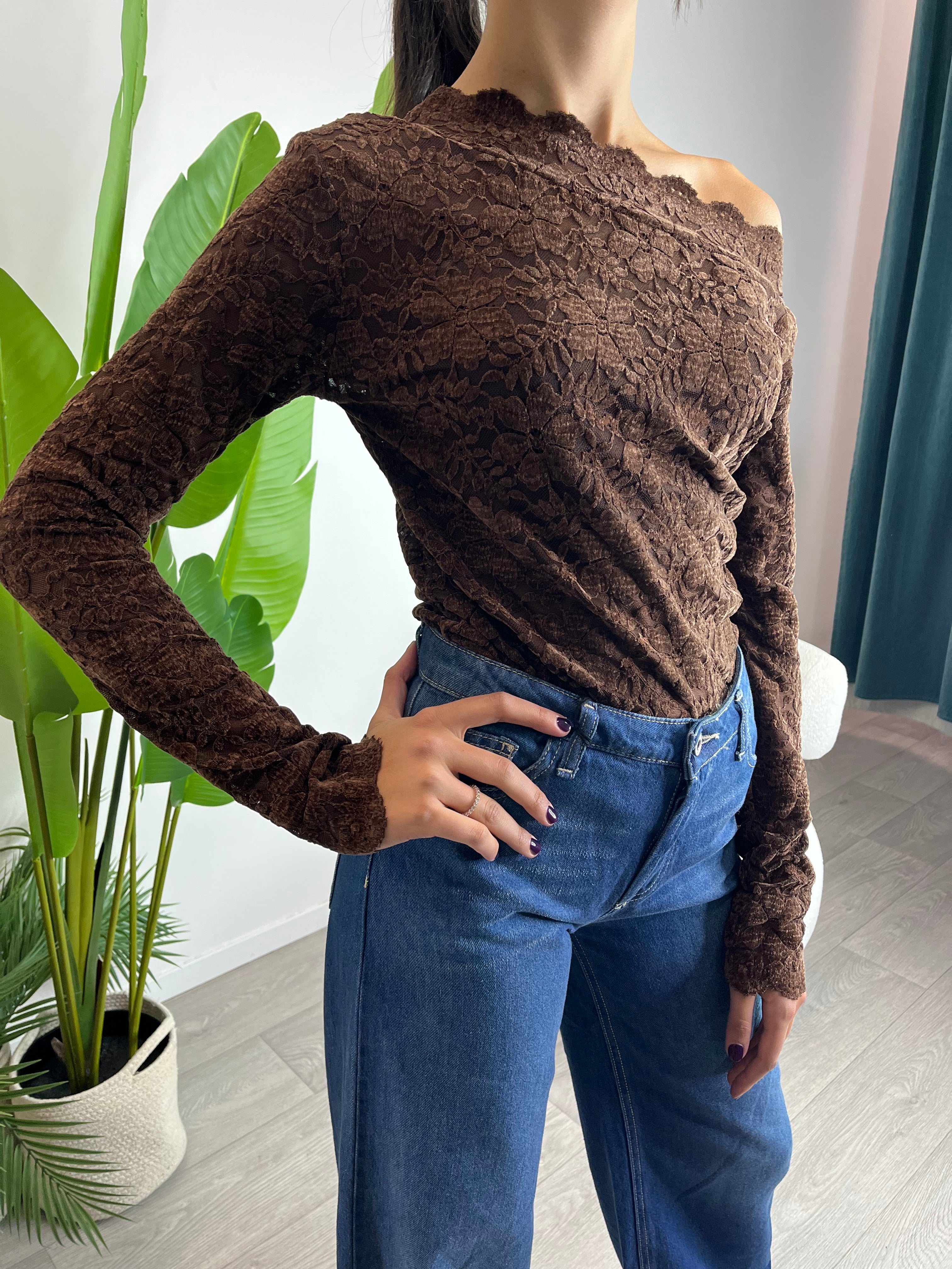 Maglia velluto e pizzo Moro - Saiph