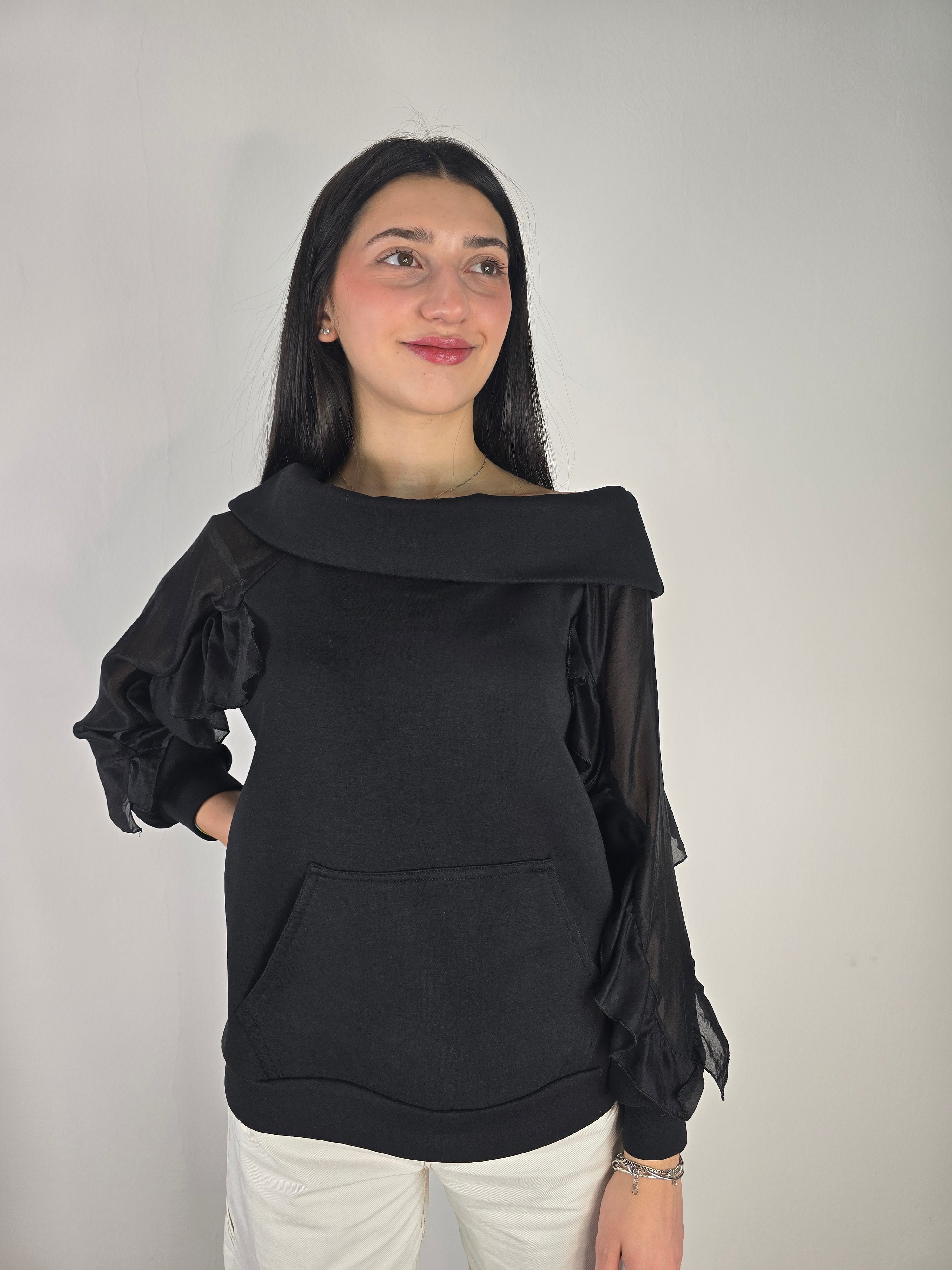 Felpa volant Philia Loft Nera