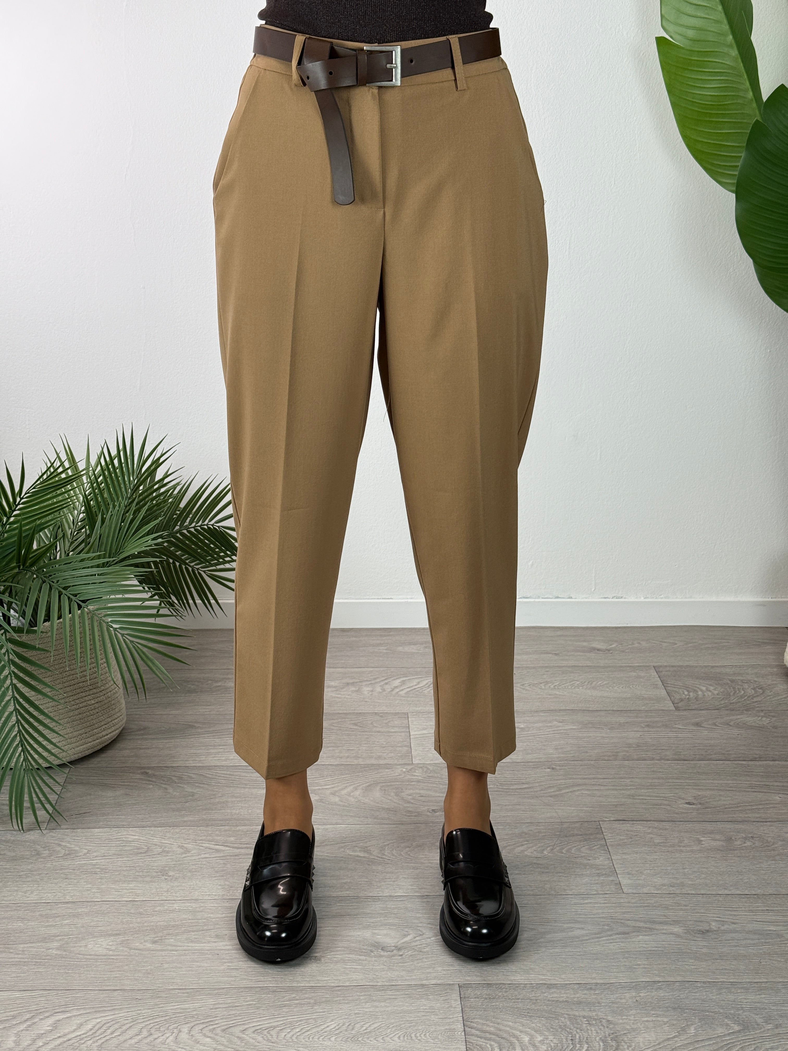 Pantaloni Business Cammello Tensione In