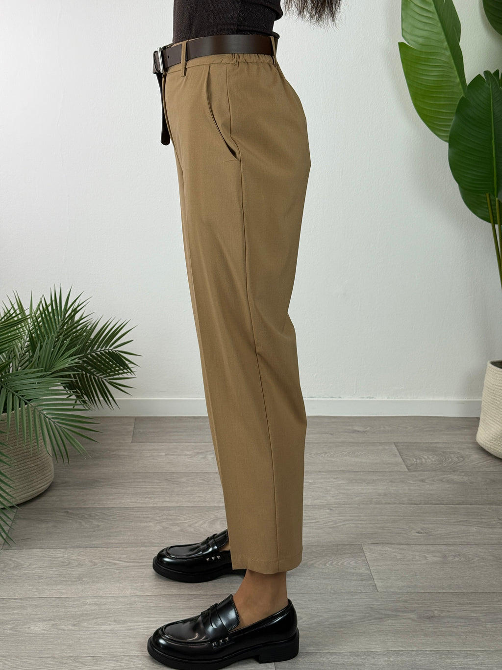 Pantaloni Business Cammello Tensione In