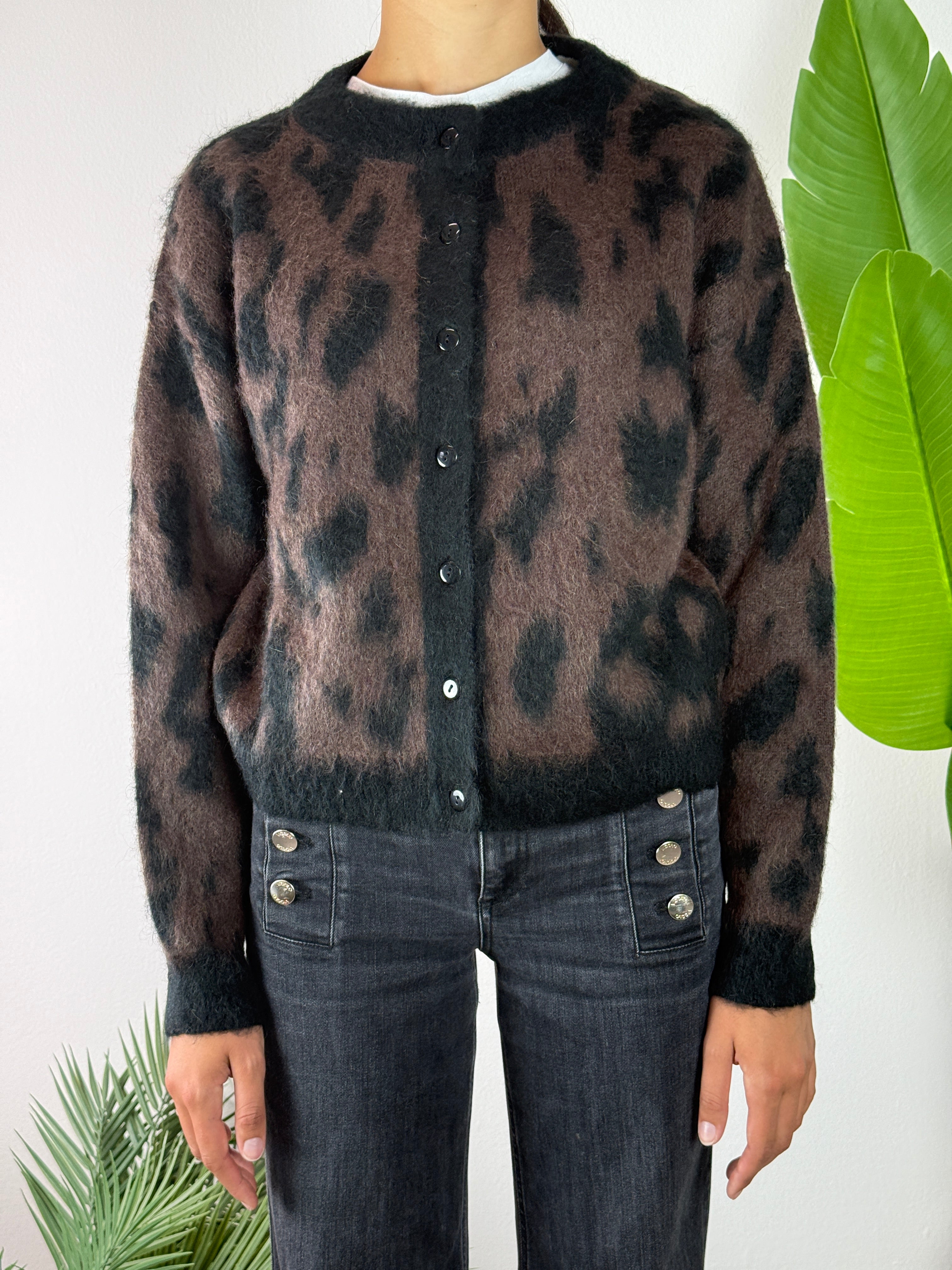 Cardigan Leopard Moro/Nero Kontatto