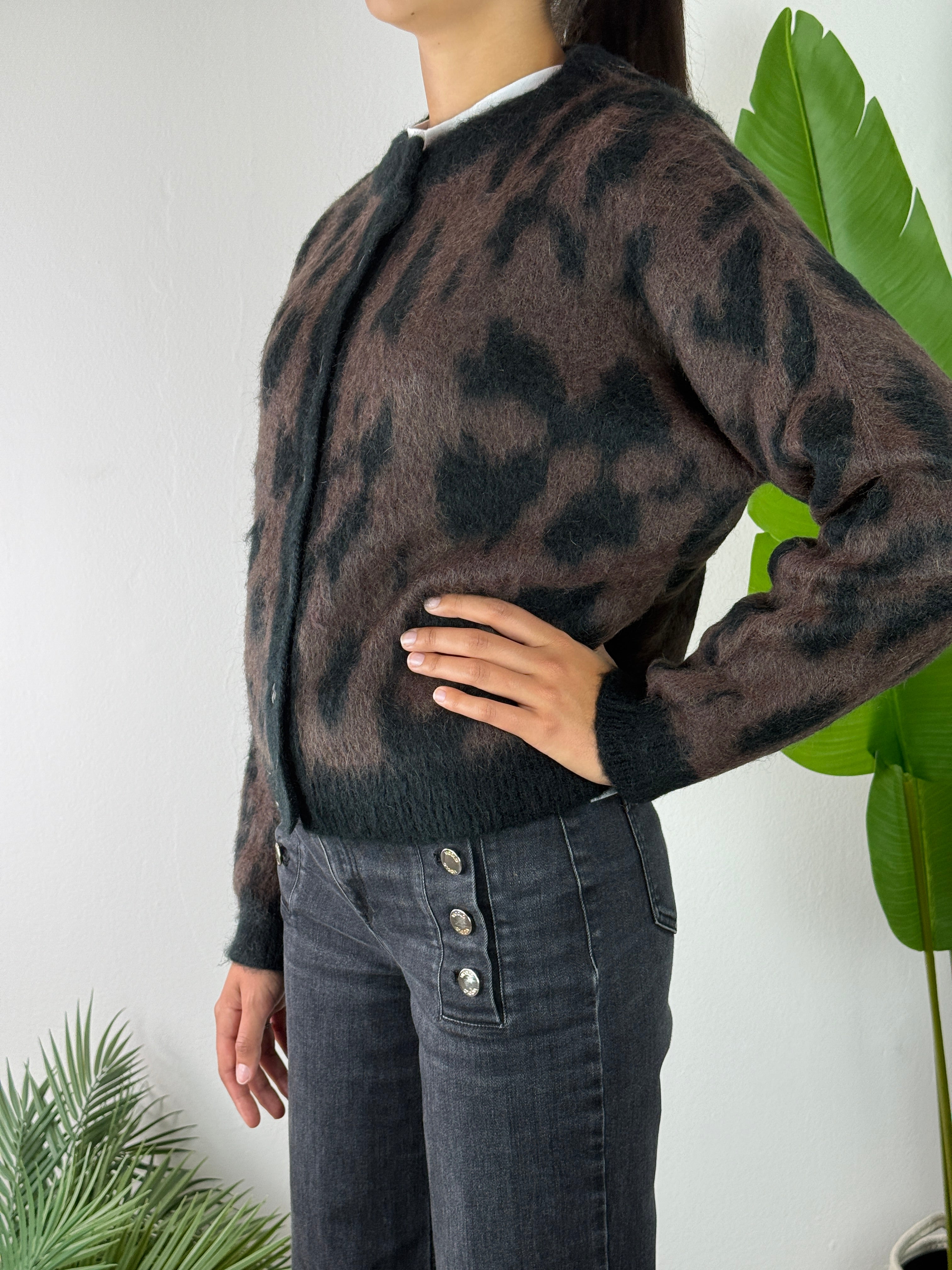 Cardigan Leopard Moro/Nero Kontatto