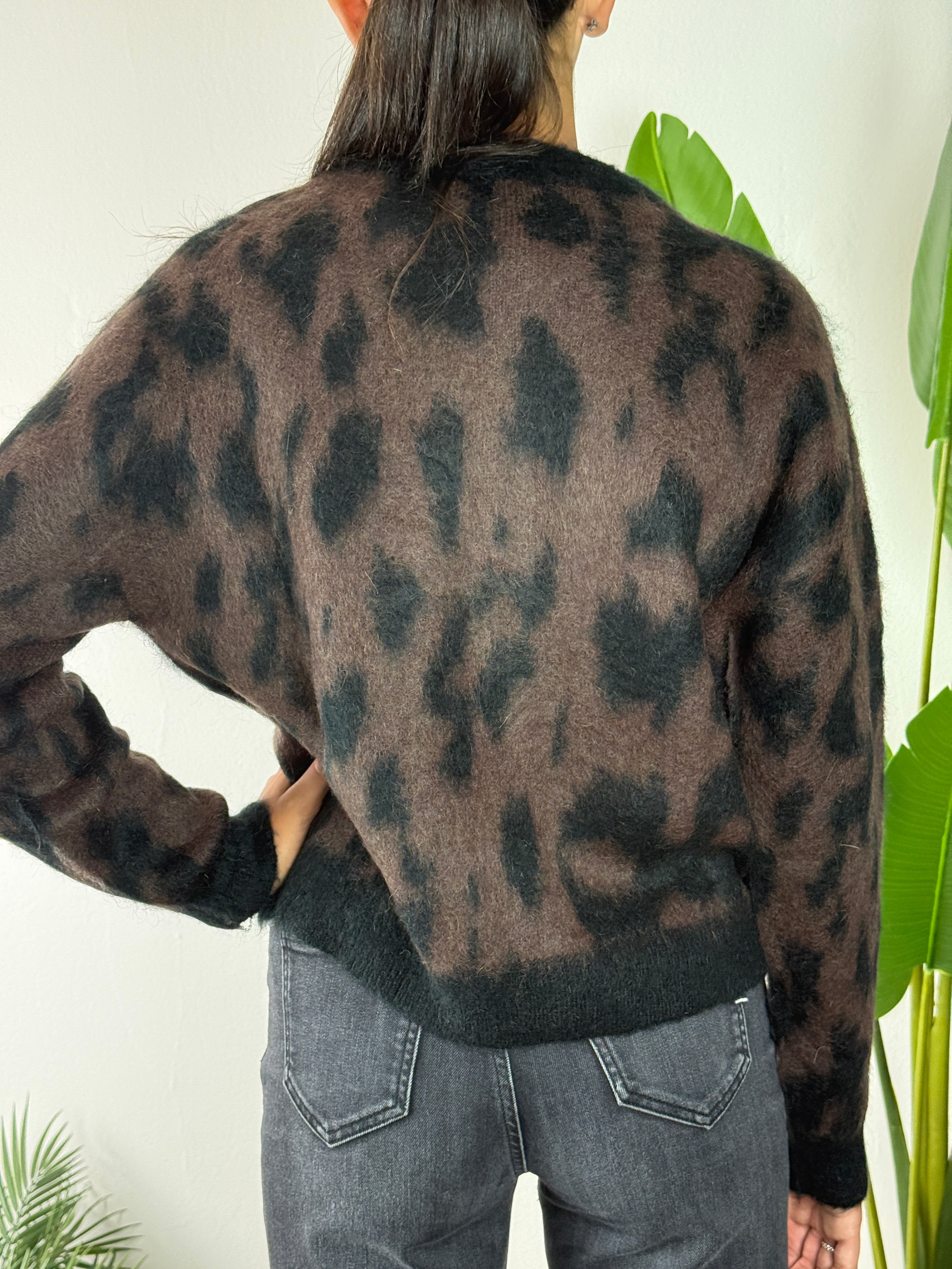Cardigan Leopard Moro/Nero Kontatto