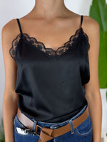 Top Satin Nero Kikisix