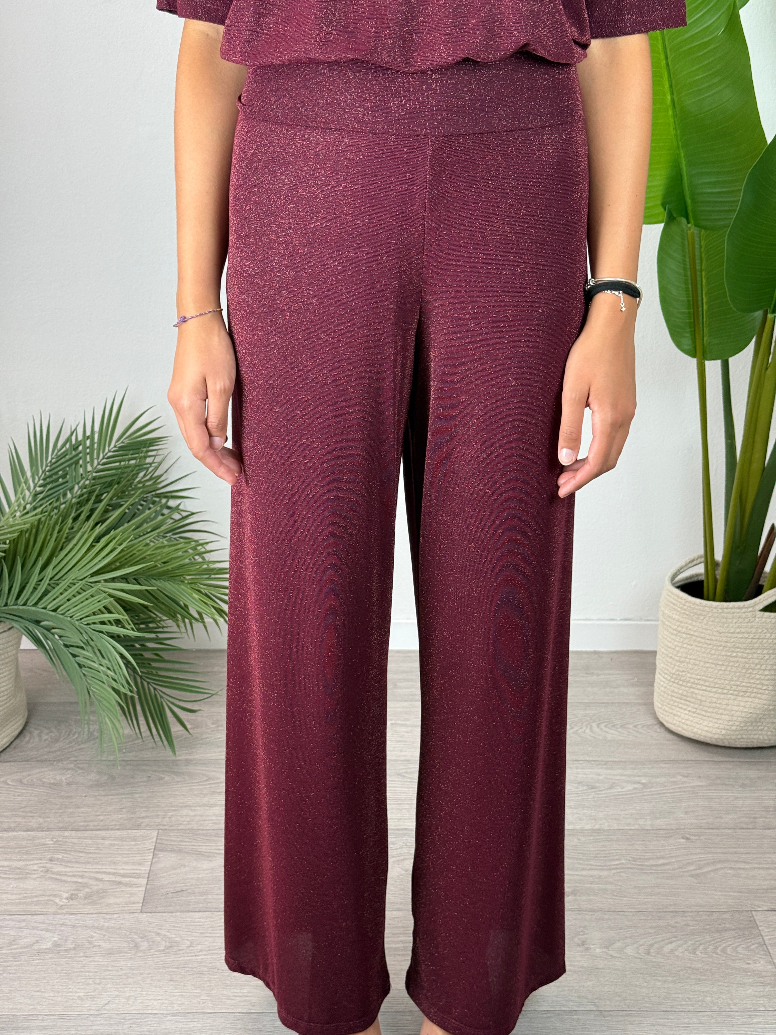 Pantalone Lurex Melanzana Kontatto