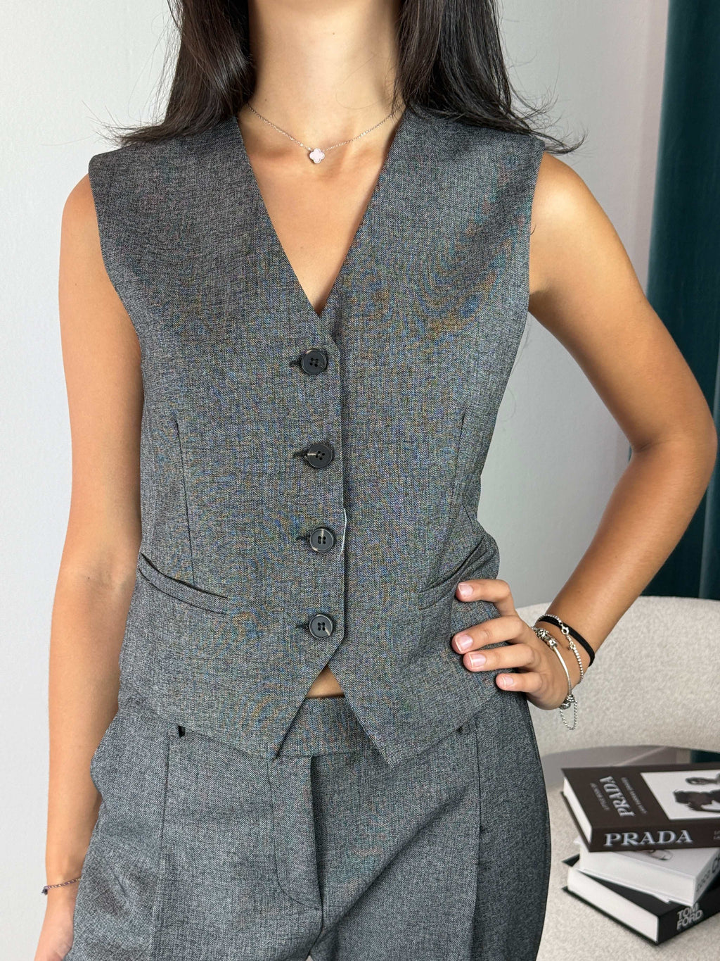 Gilet Mélange Grigio SaiphSOPRASAIPH - Gilet Mélange Grigio - Sabrina Shopping Therapy