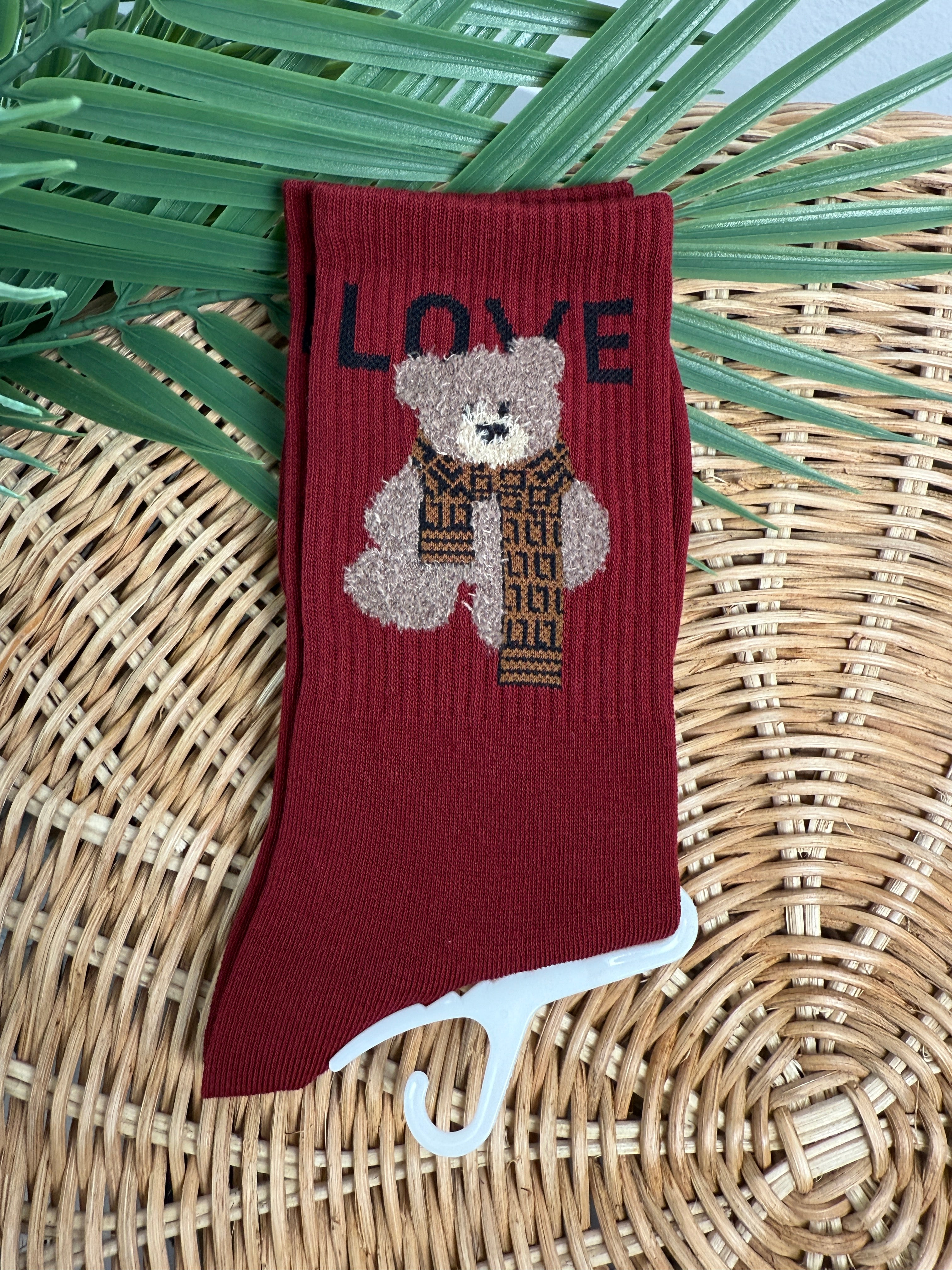 Calzino Teddy Bordeaux