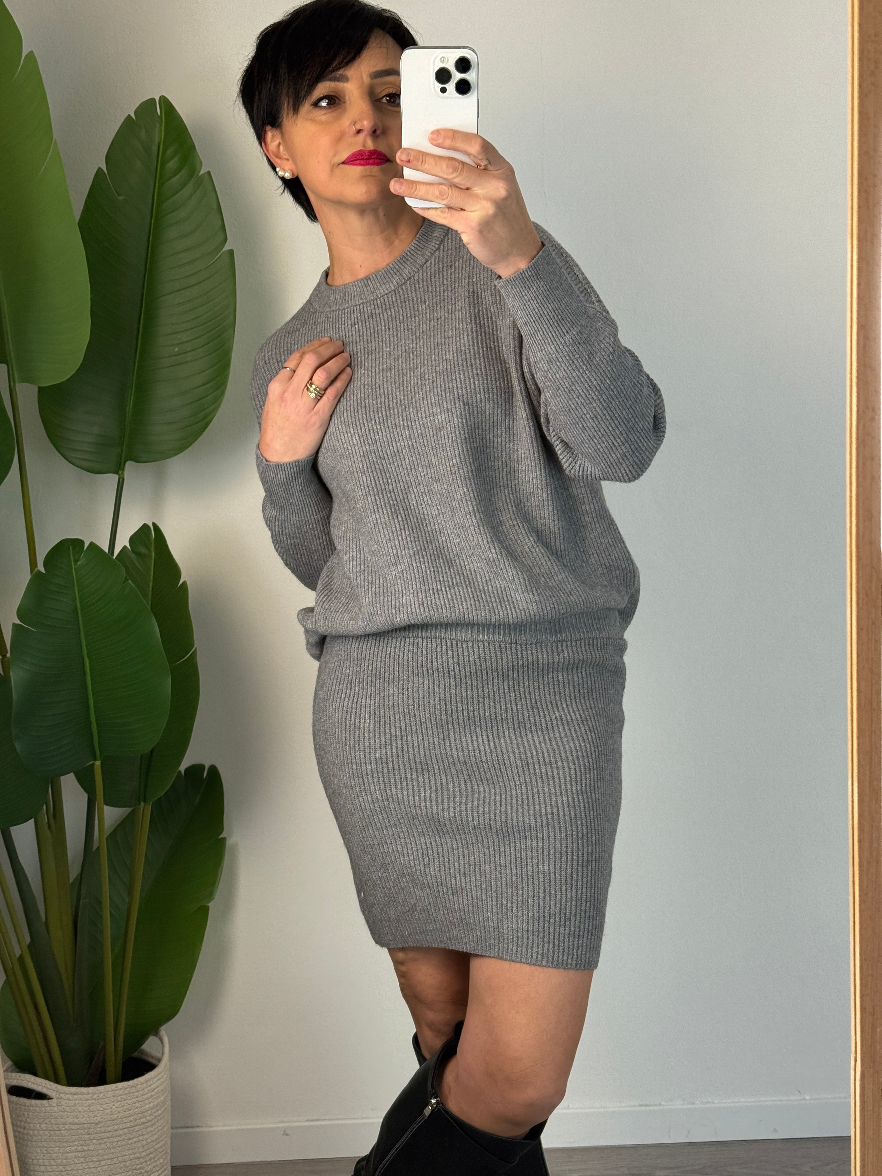 Coordinato in maglia Grigio - Haveone