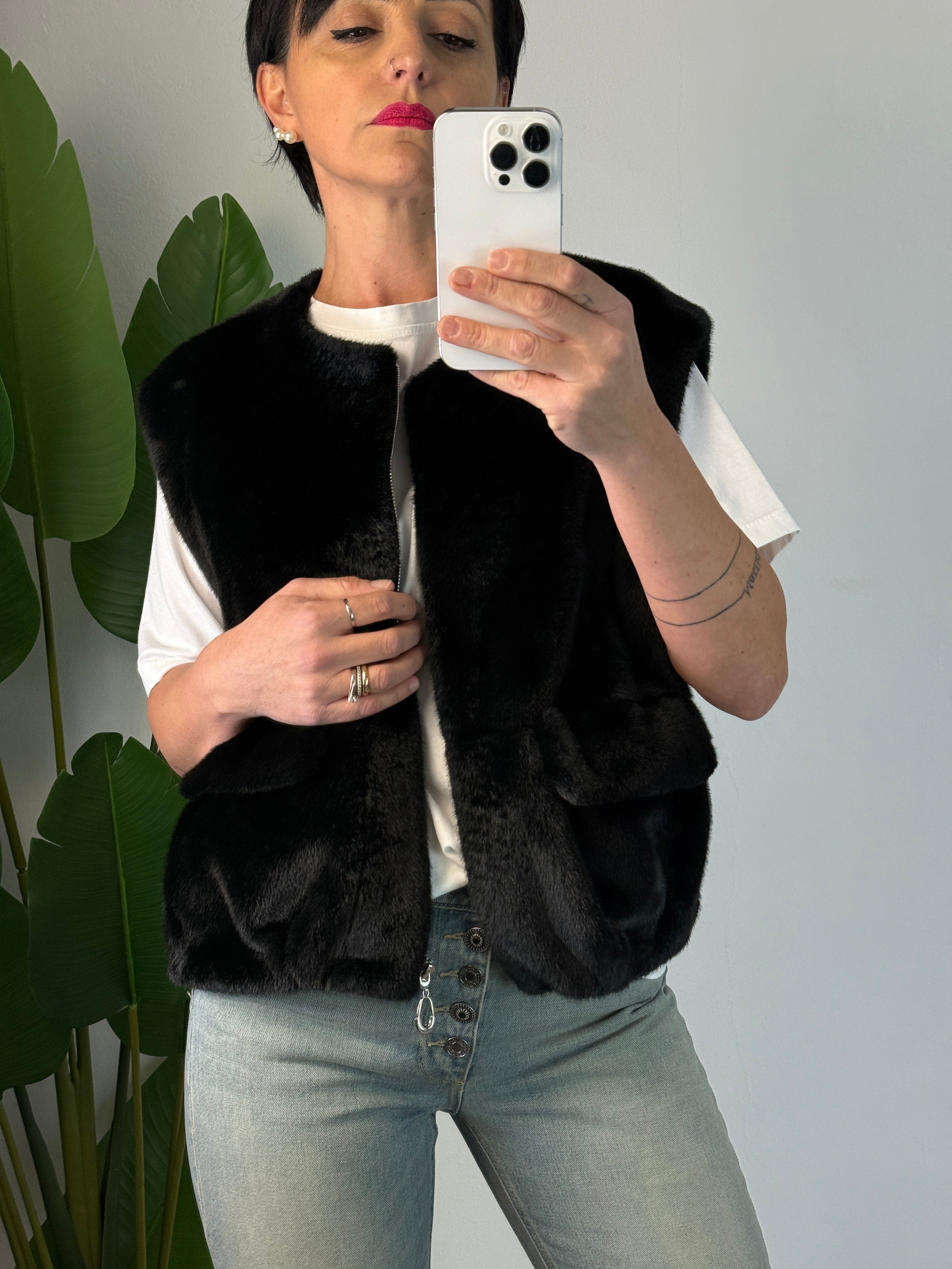 Gilet Ecopelliccia Nero - Premiere Dame