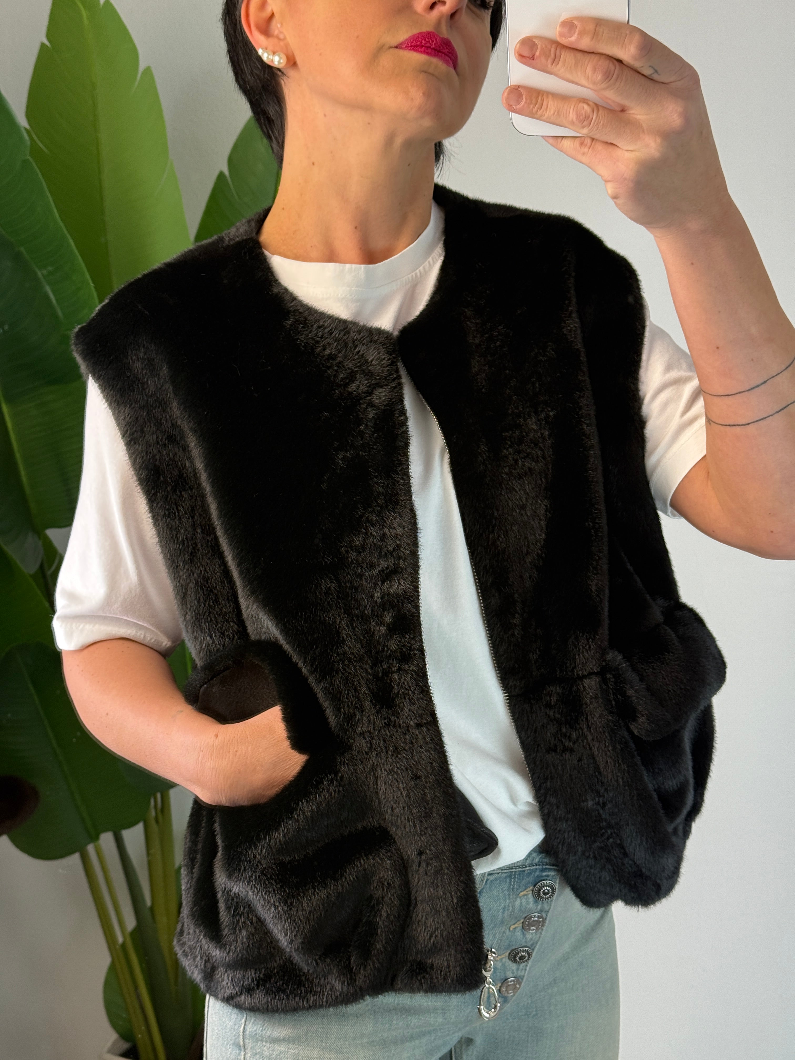 Gilet Ecopelliccia Nero - Premiere Dame