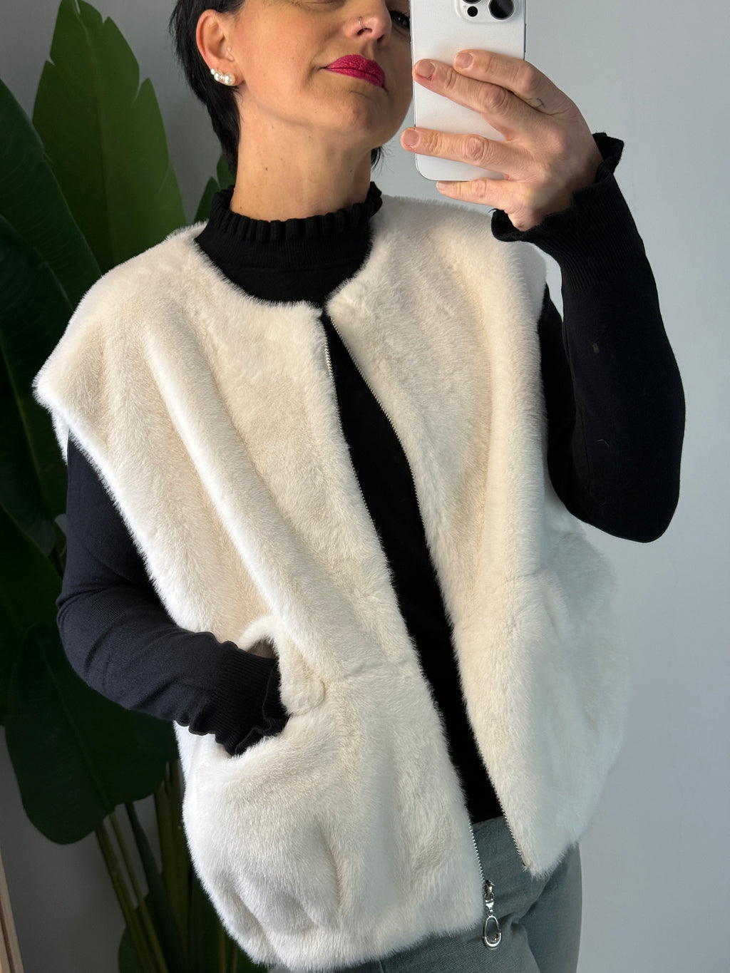 Gilet Ecopelliccia Panna - Premiere Dame