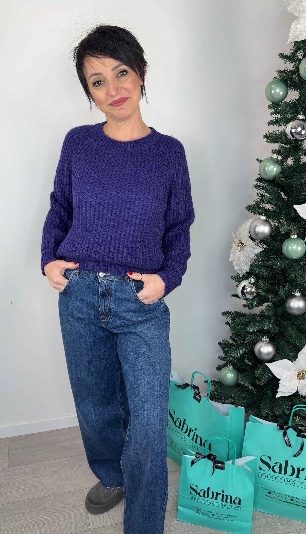 Maglione punto pannocchia Viola - Vicolo