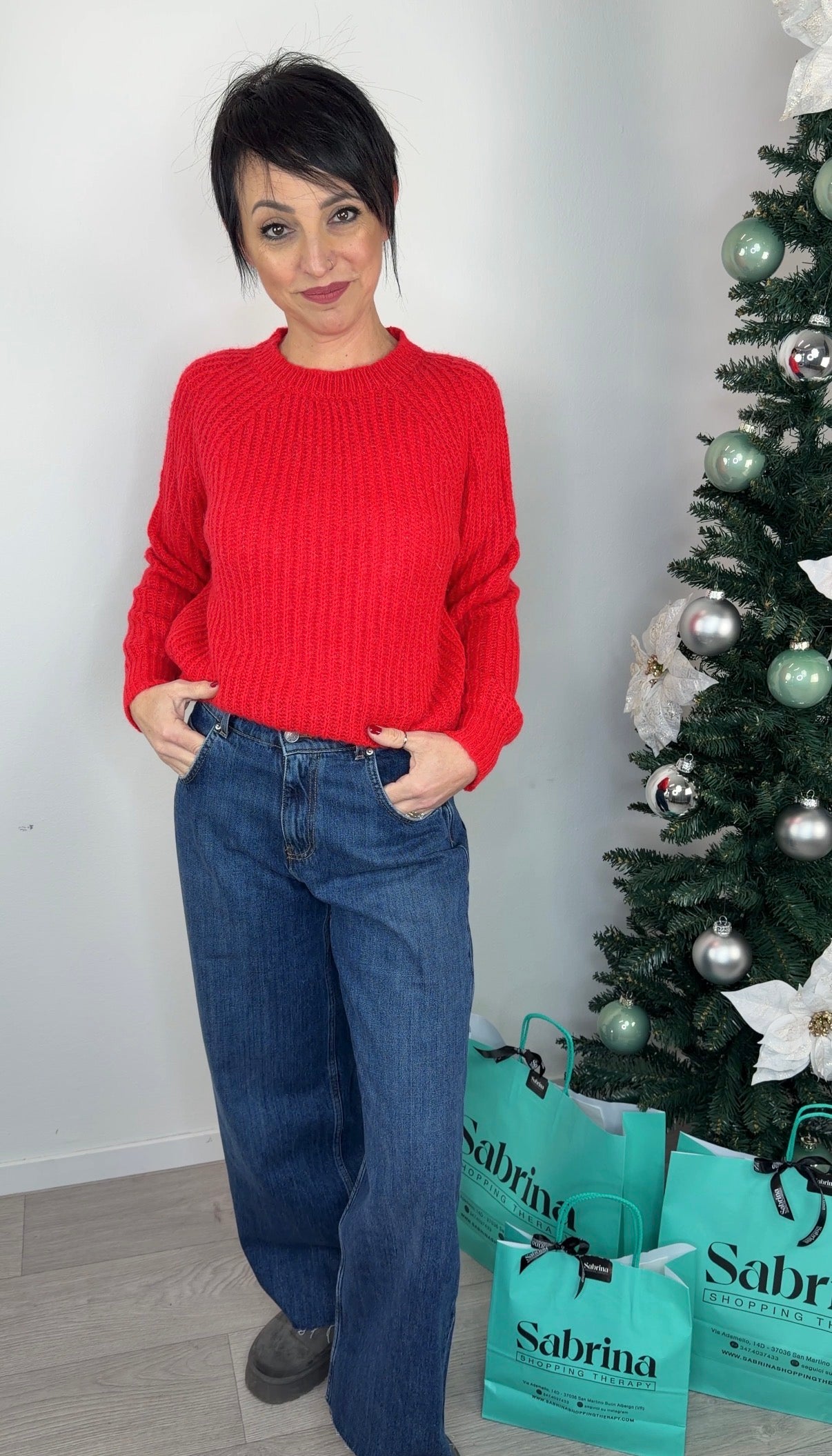 Maglione punto pannocchia Corallo - Vicolo