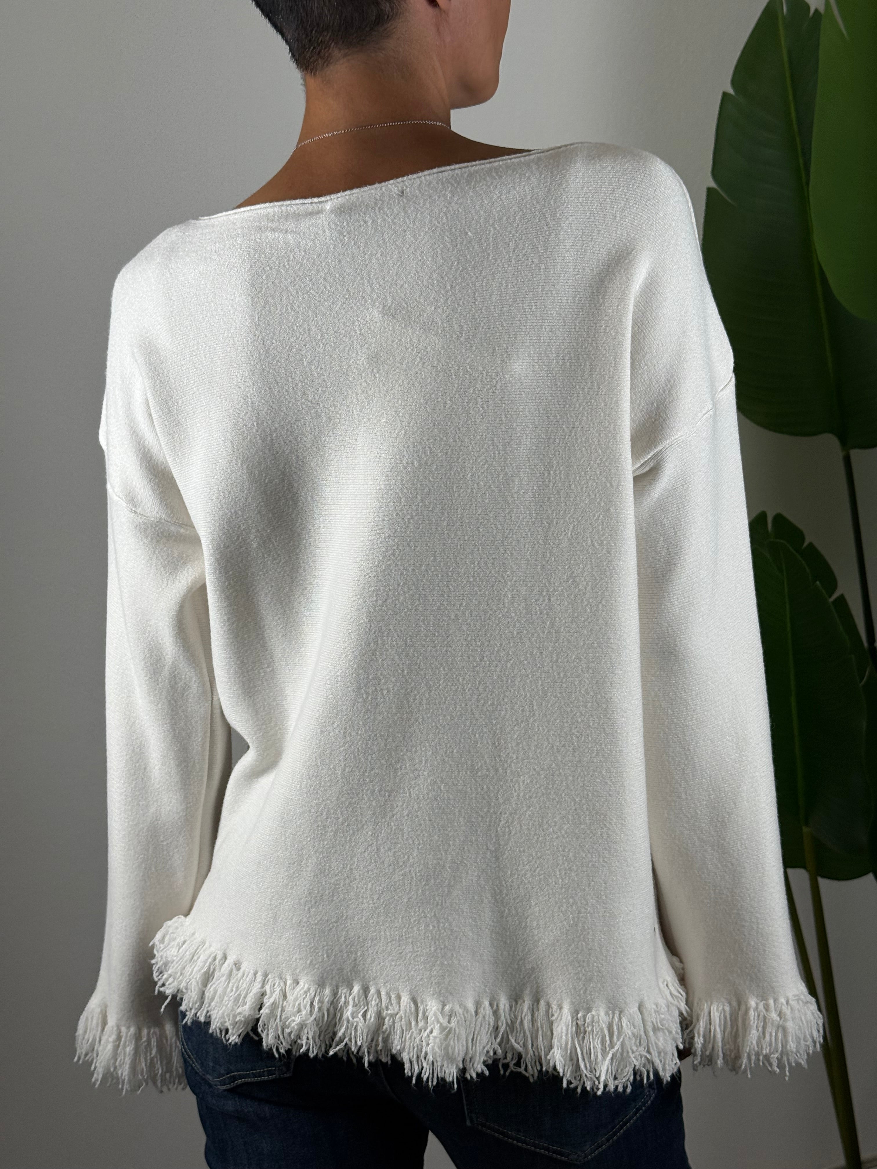 Maglia Frangia Panna Please