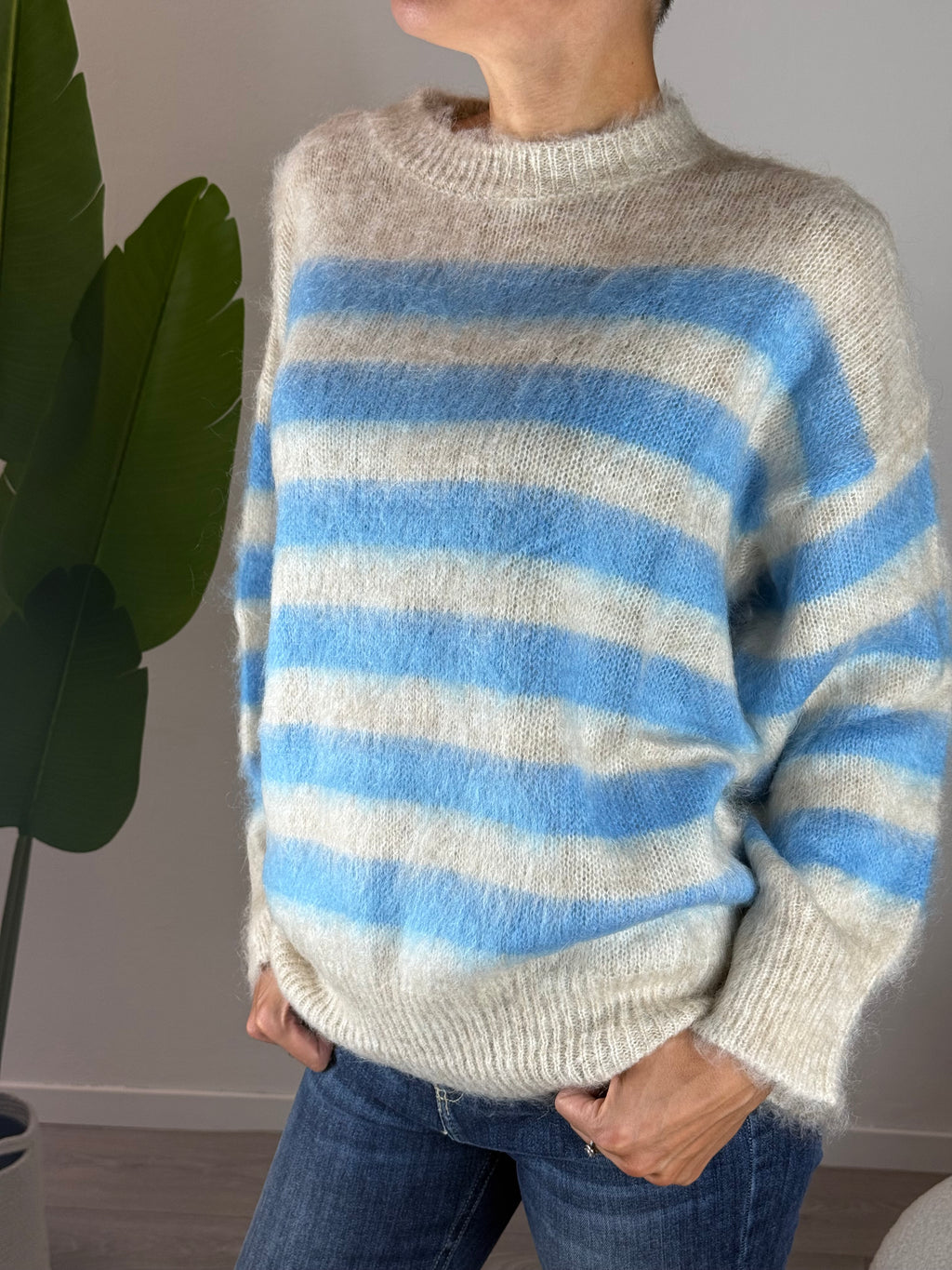 Maglione a righe Denim Kontatto