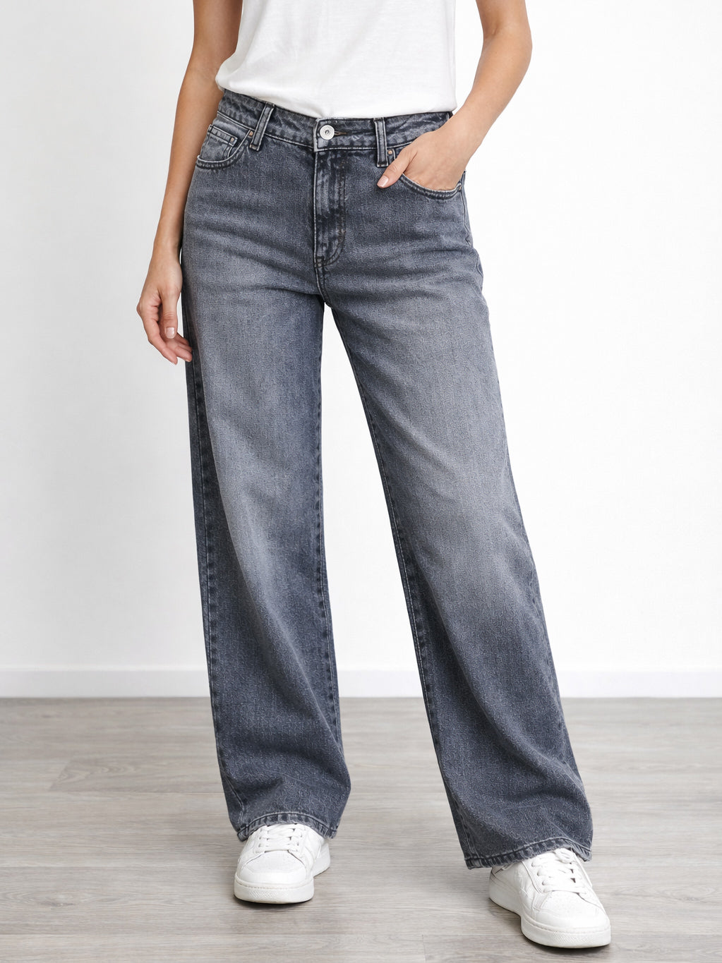 Plaese - Denim a palazzo - Nero slavato