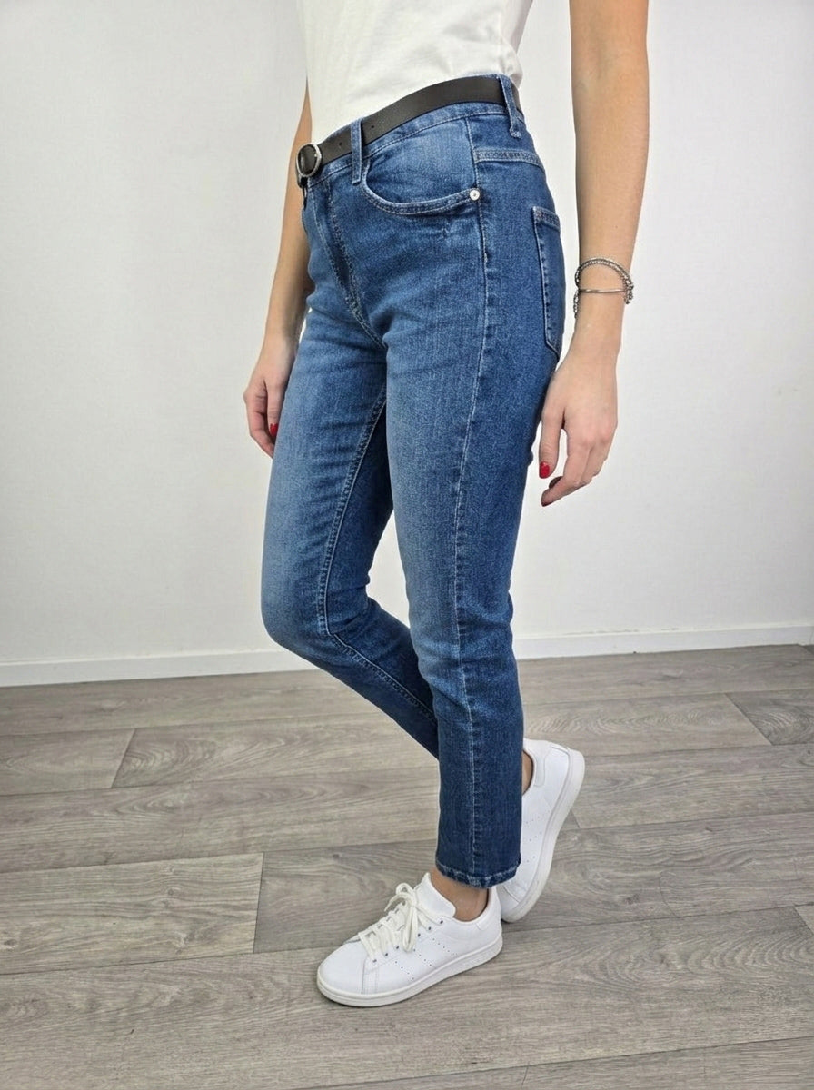 Please - Jeans con elastico e cintura - Blu