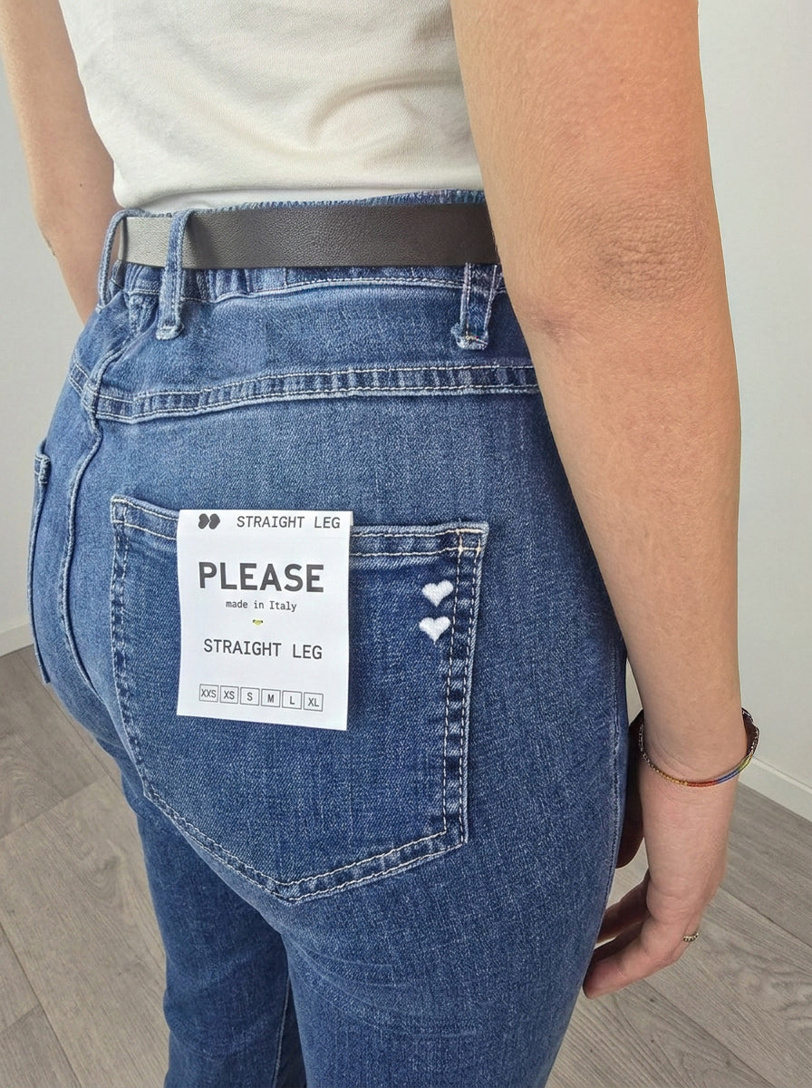 Please - Jeans con elastico e cintura - Blu