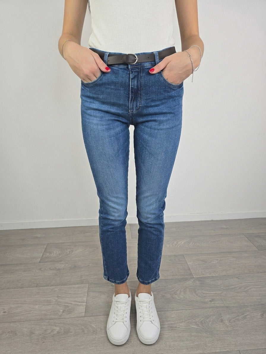 Please - Jeans con elastico e cintura - Blu