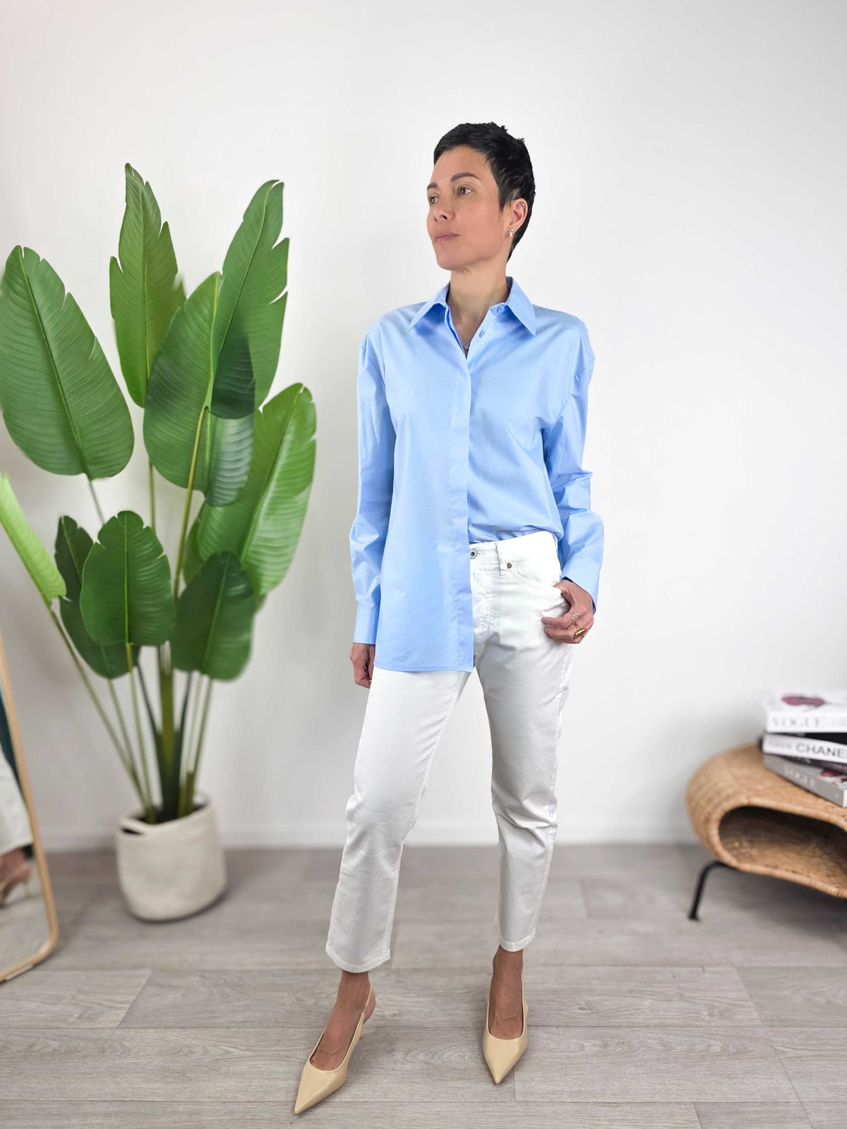Please - Camicia over in cotone - Azzurro