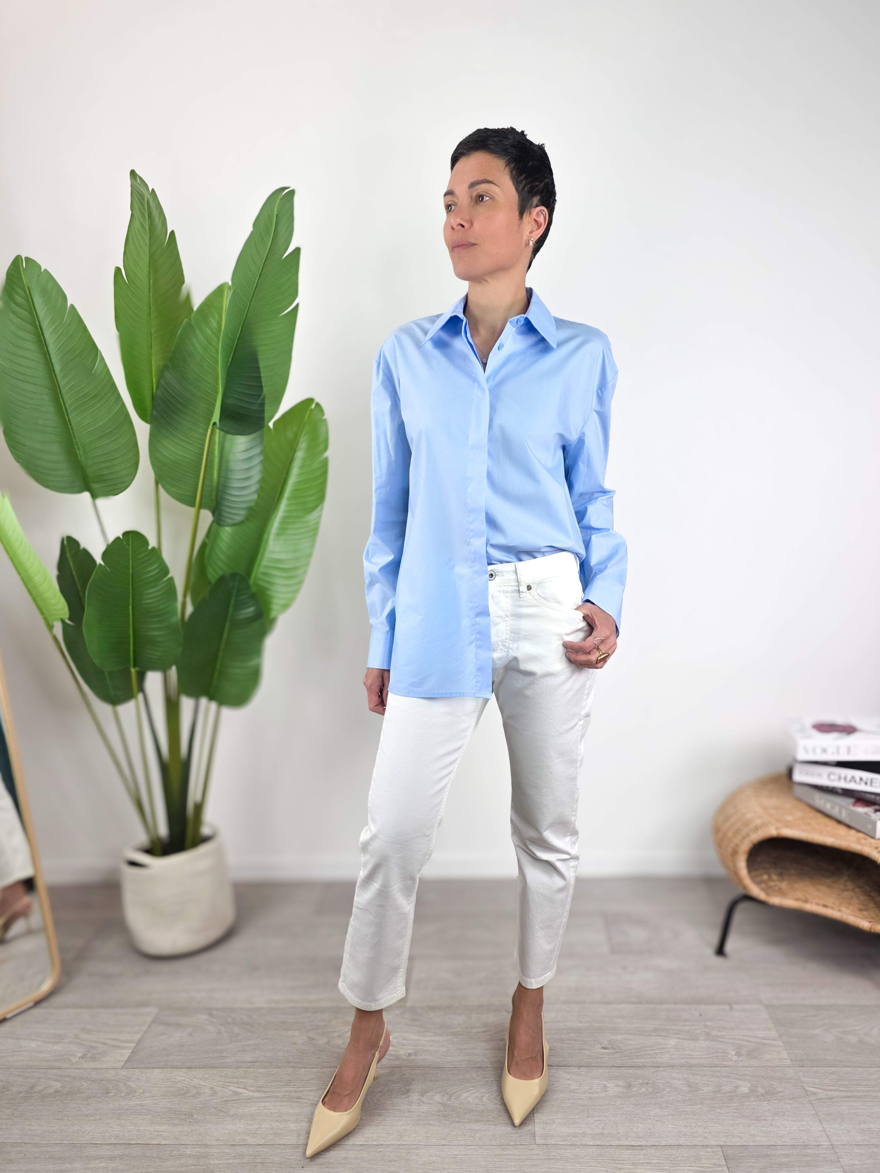 Please - Camicia over in cotone - Azzurro