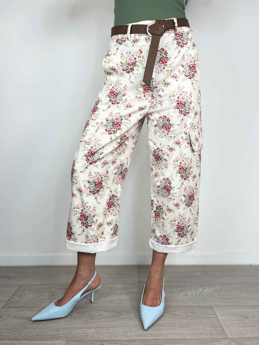 Kikisix - Pantalone a fiori - Burro