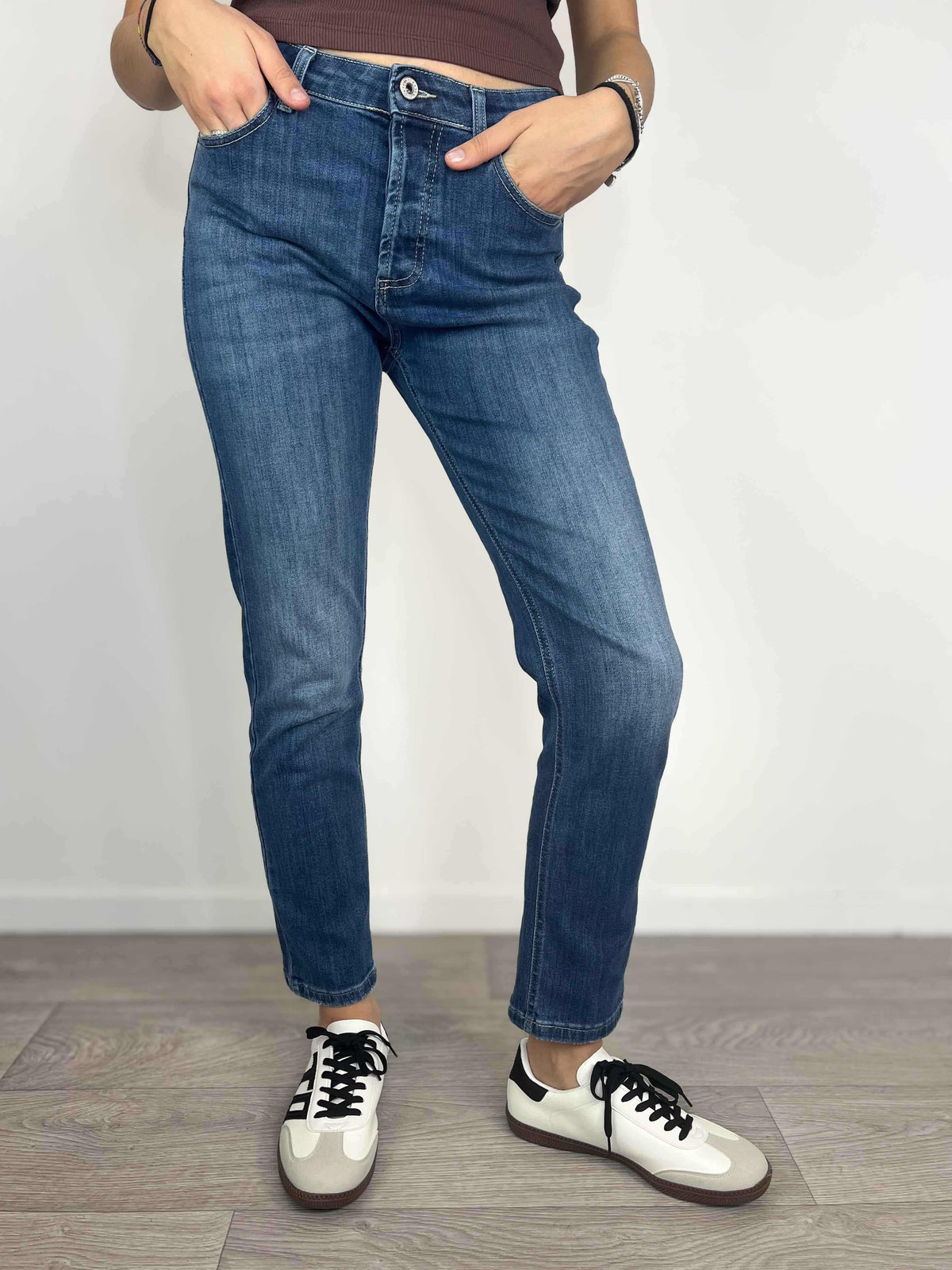 Please - Denim a sigaretta elasticizzato - Blu