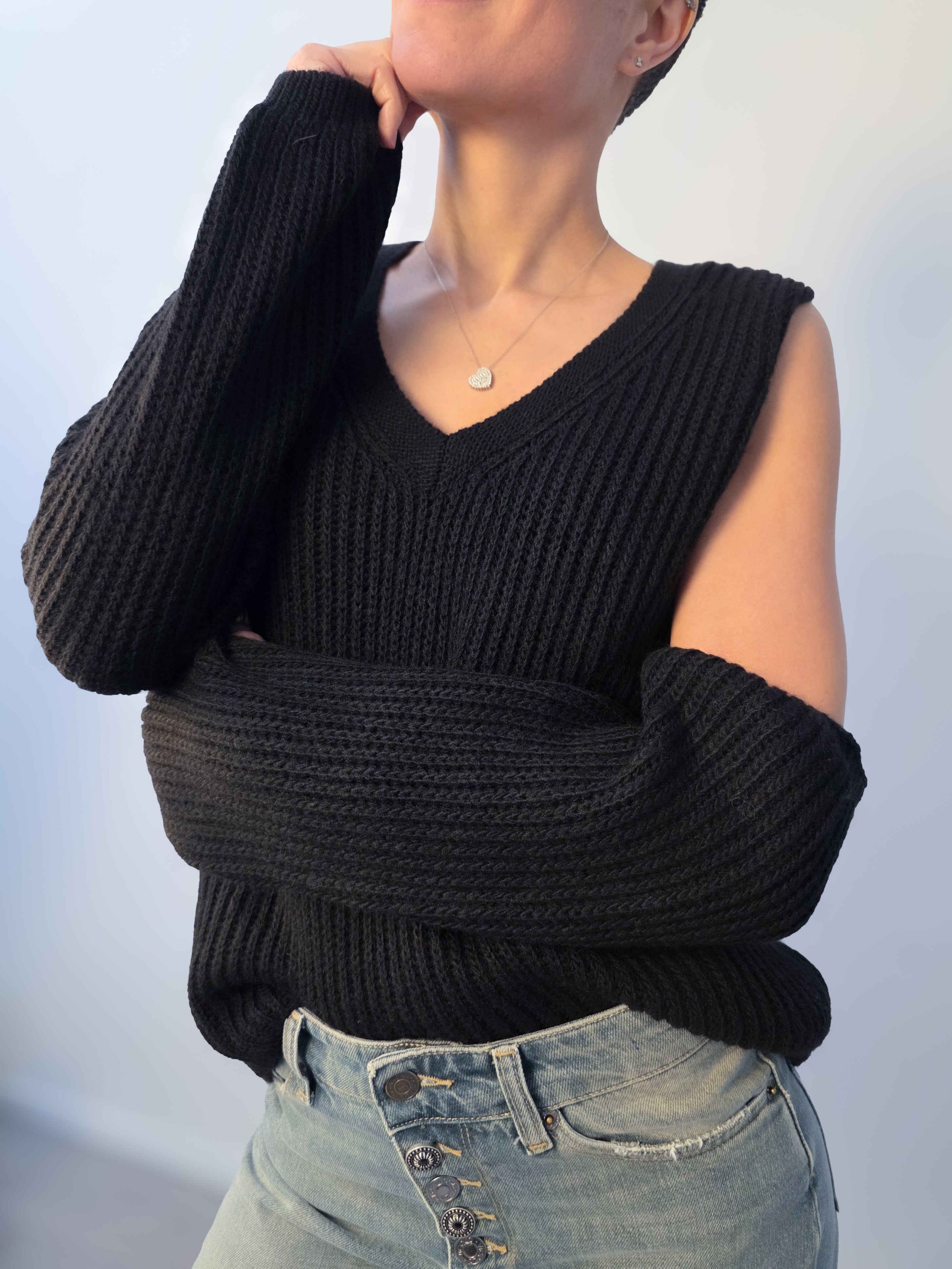 Gilet con manicotti Nero - Kikisix