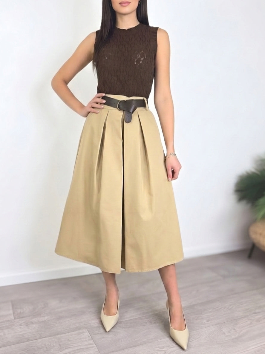 gonna in tela cammello