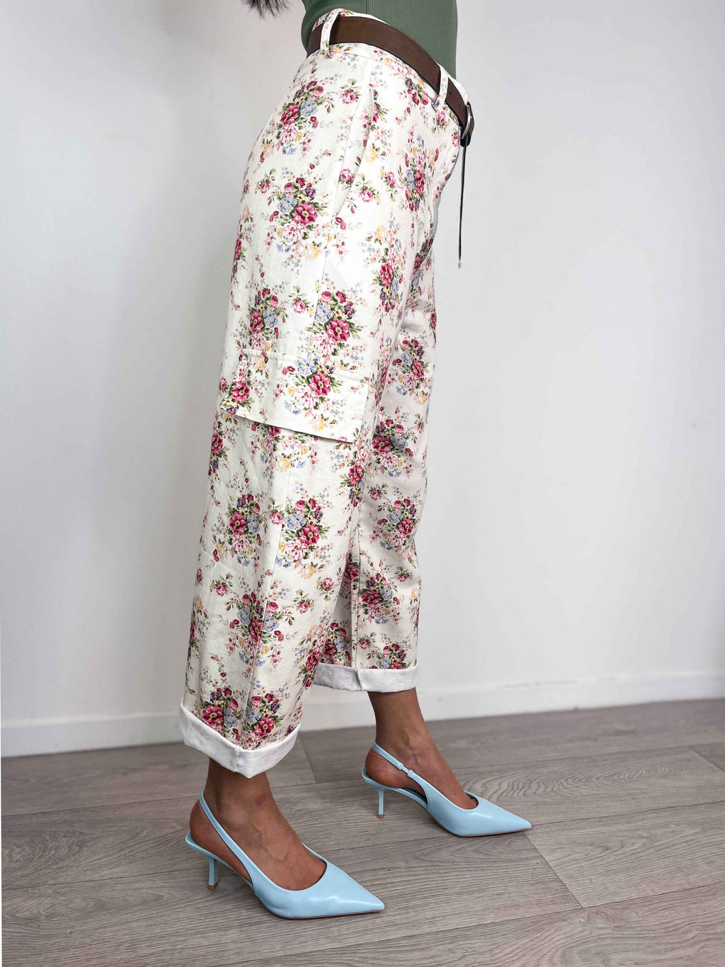 Kikisix - Pantalone a fiori - Burro