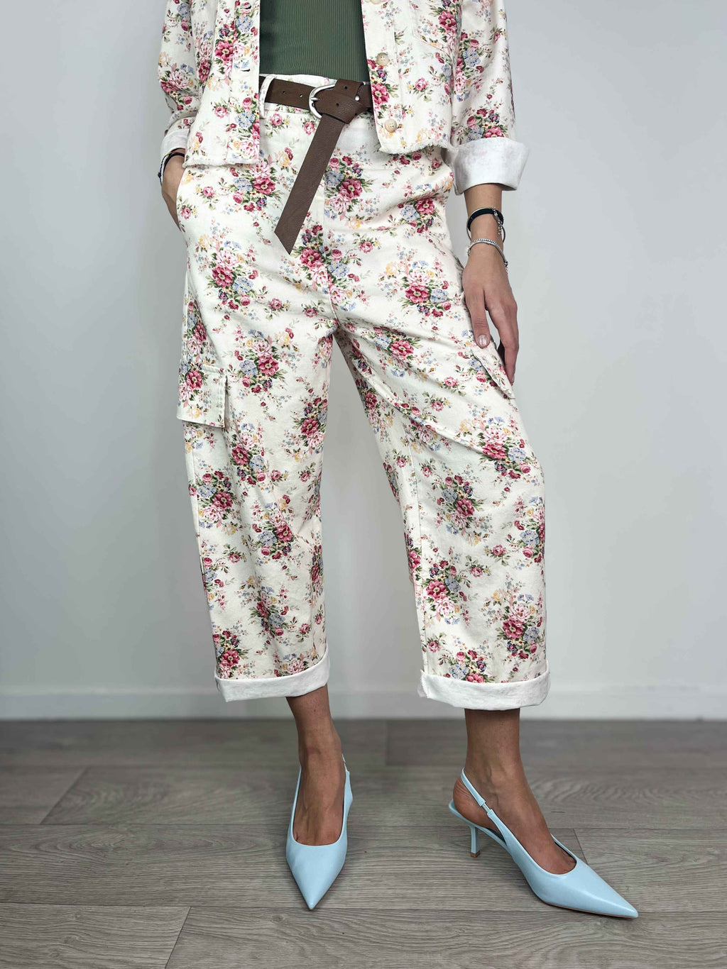 Kikisix - Pantalone a fiori - Burro
