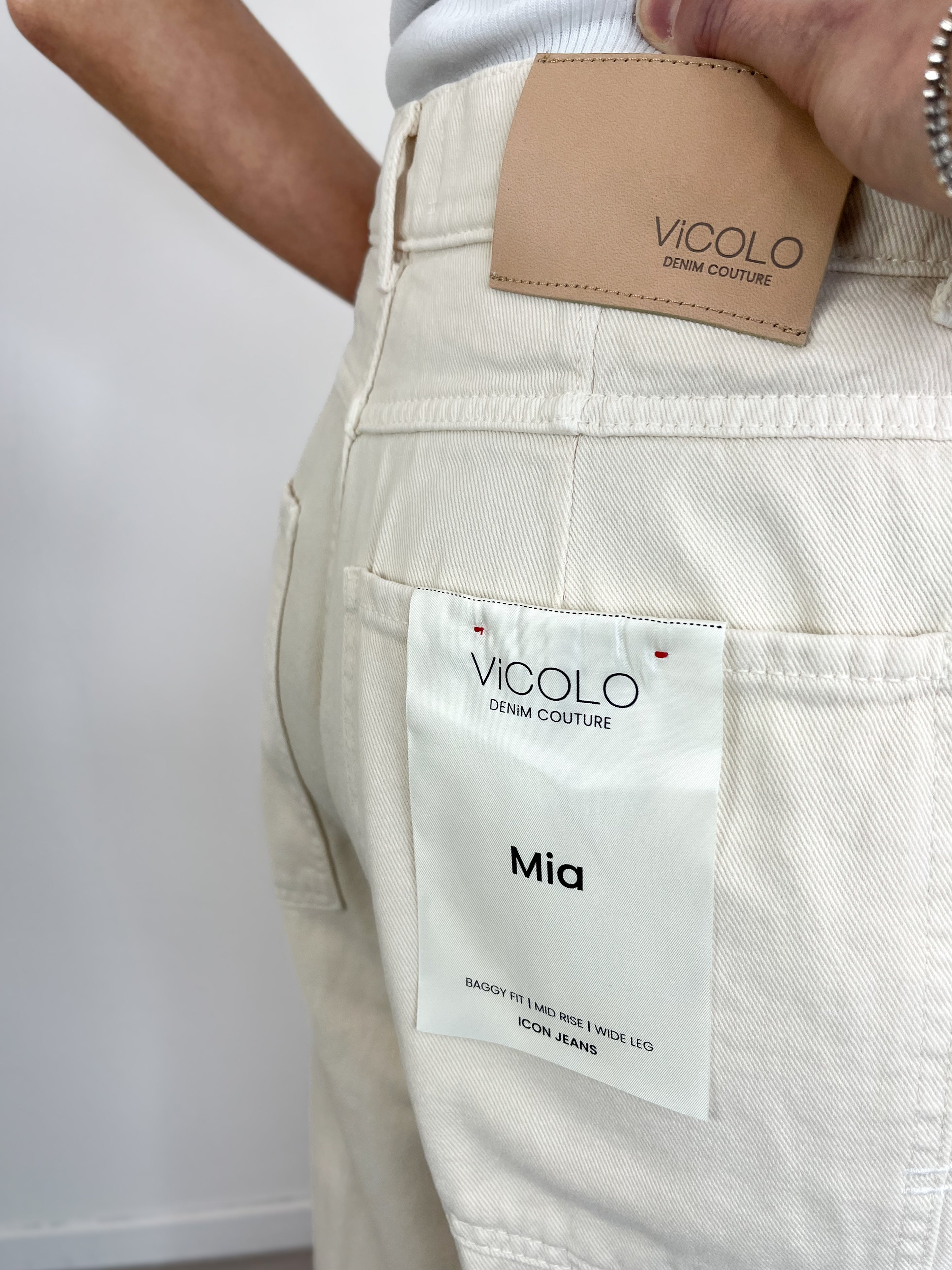 Vicolo - Jeans Mia a palazzo - Panna