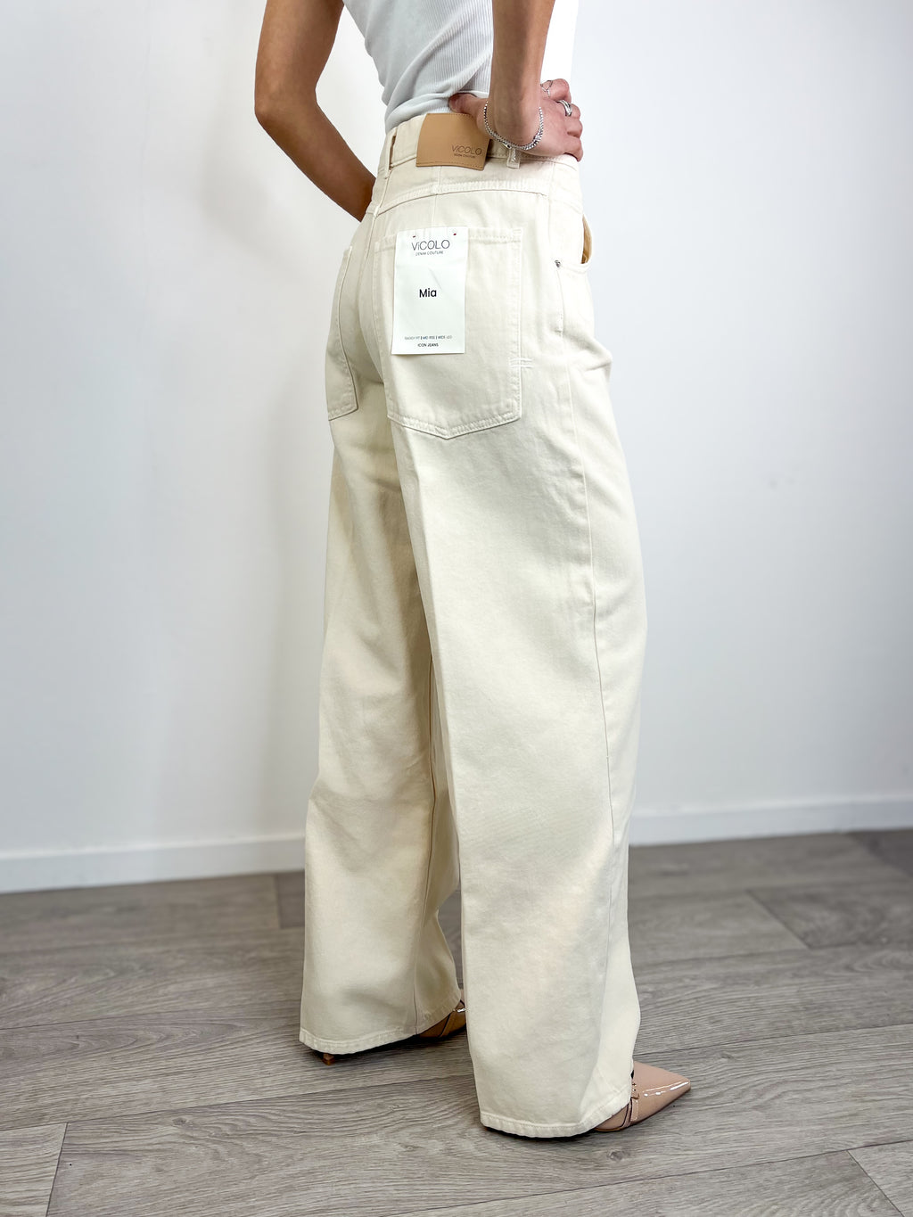 Vicolo - Jeans Mia a palazzo - Panna