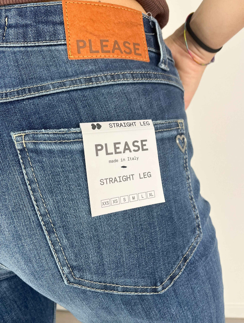 Please - Denim a sigaretta elasticizzato - Blu