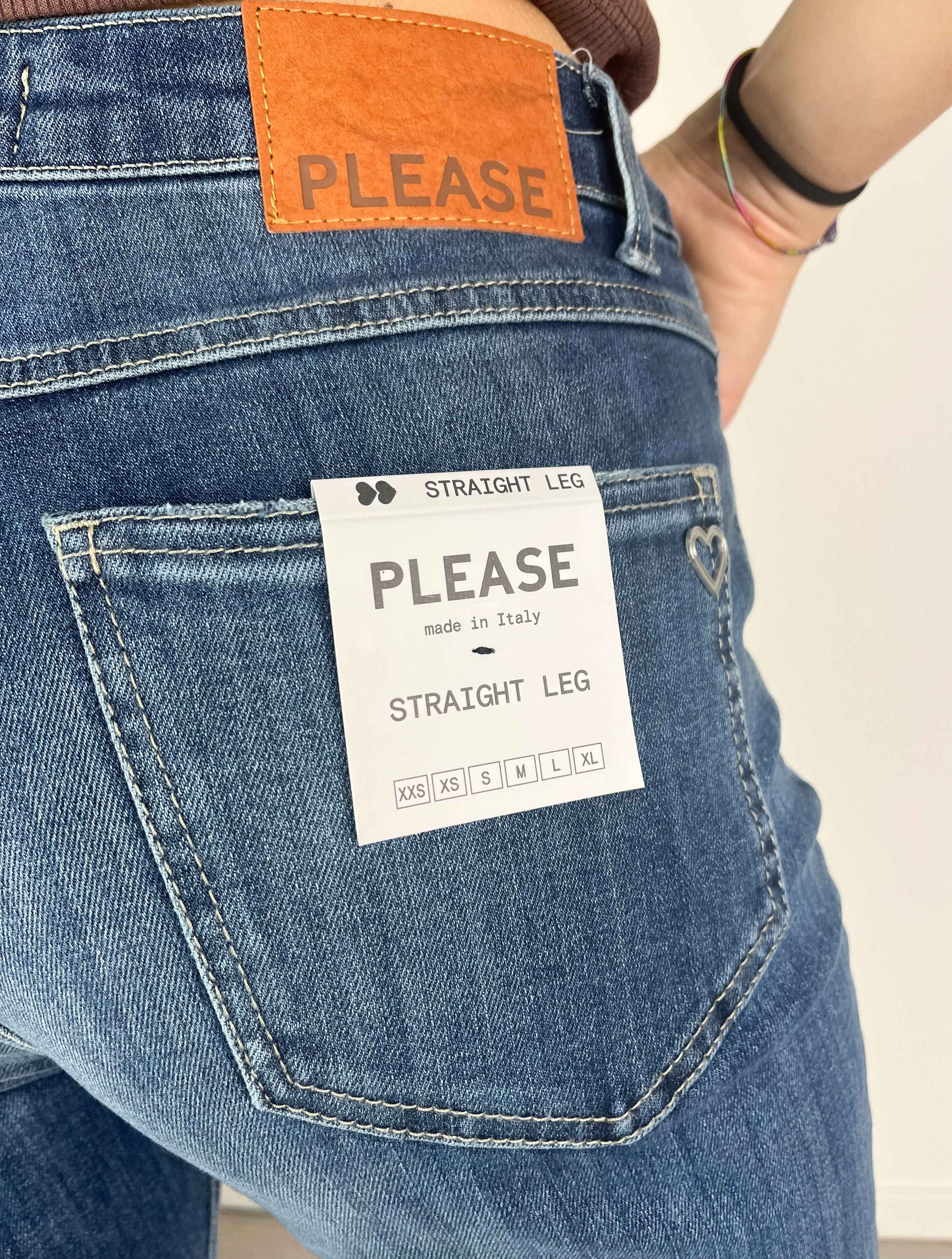 Please - Denim a sigaretta elasticizzato - Blu