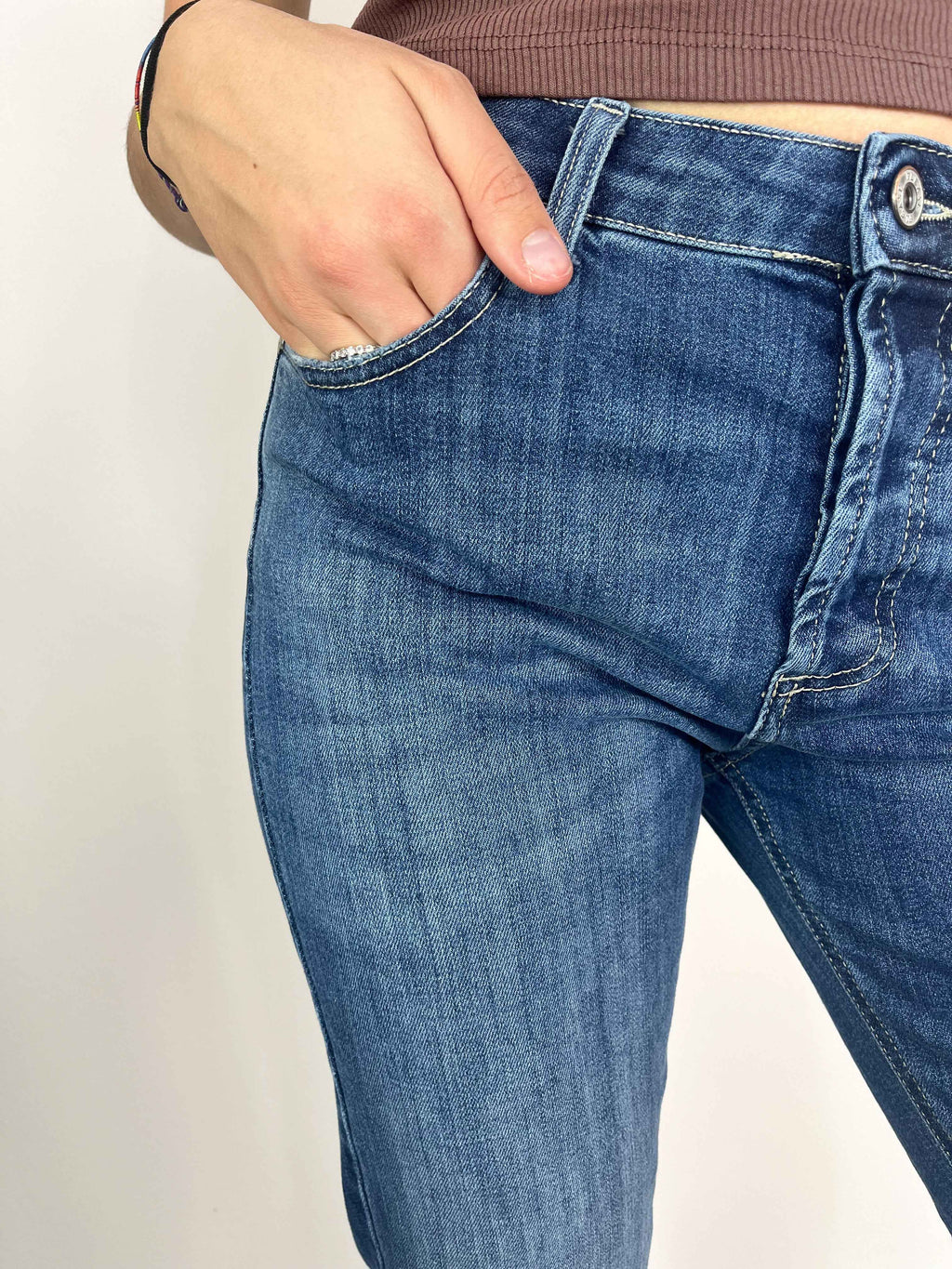 Please - Denim a sigaretta elasticizzato - Blu