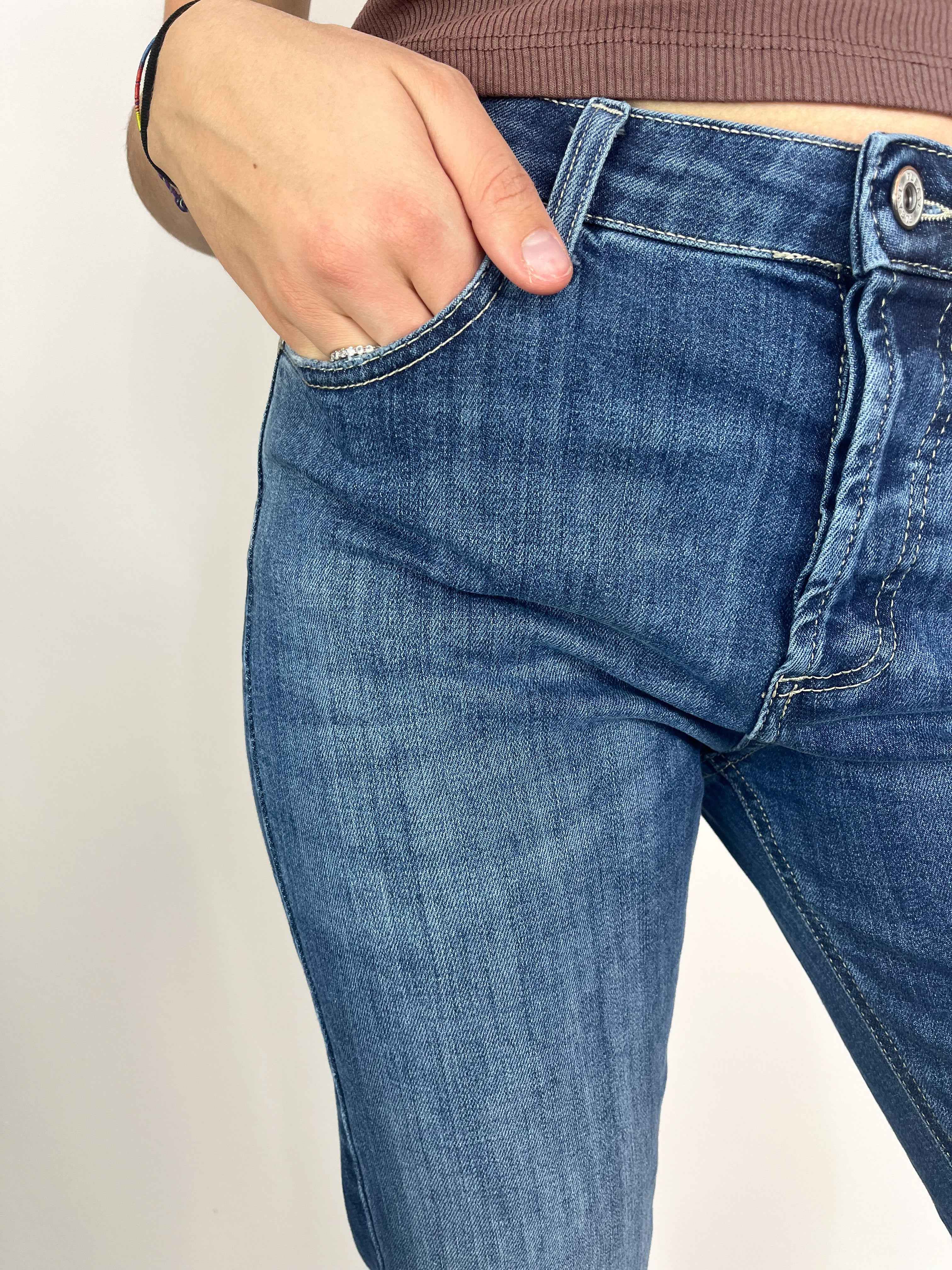 Please - Denim a sigaretta elasticizzato - Blu