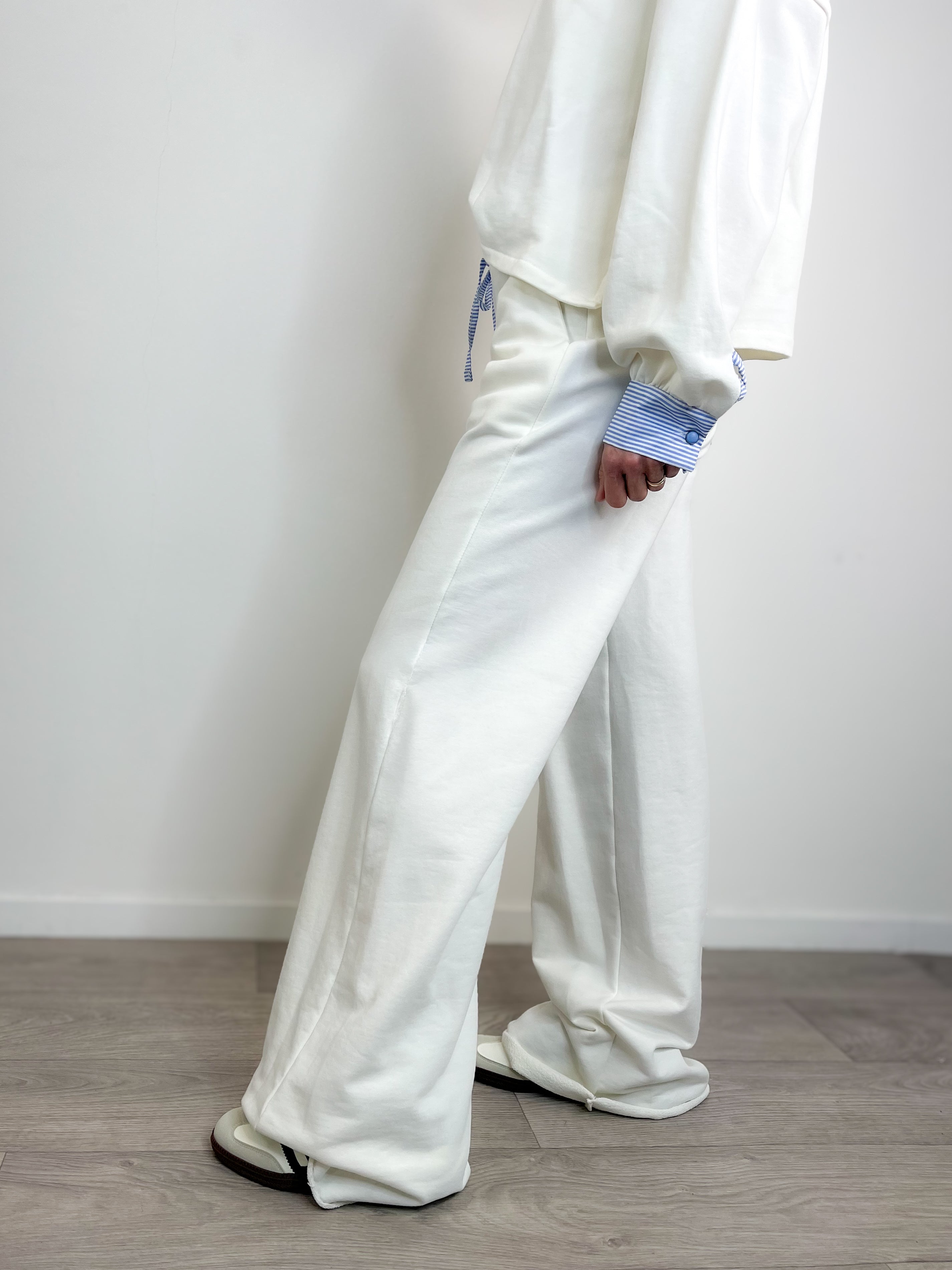 Kikisix - Pantalone tuta con inserto camicia - Panna