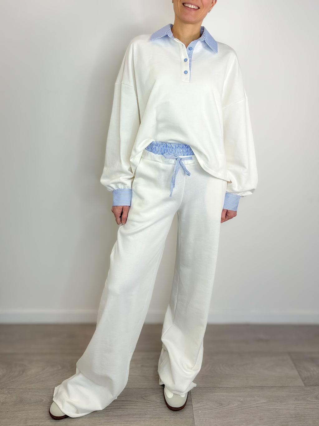 Kikisix - Pantalone tuta con inserto camicia - Panna
