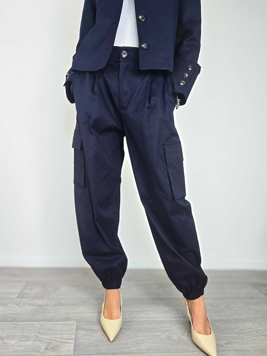 Kikisix - Pantalone cargo con elastico - BluKIKISIX