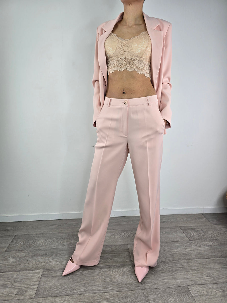 pantalone tailleur rosa pastello