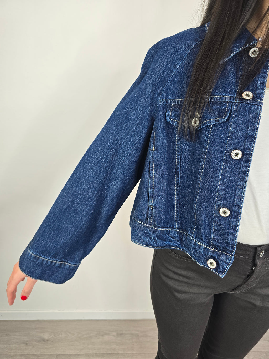 Please giubbino in denim 2026 PE manica svasata