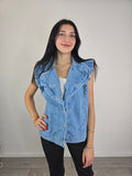 Please gilet in denim chiaro