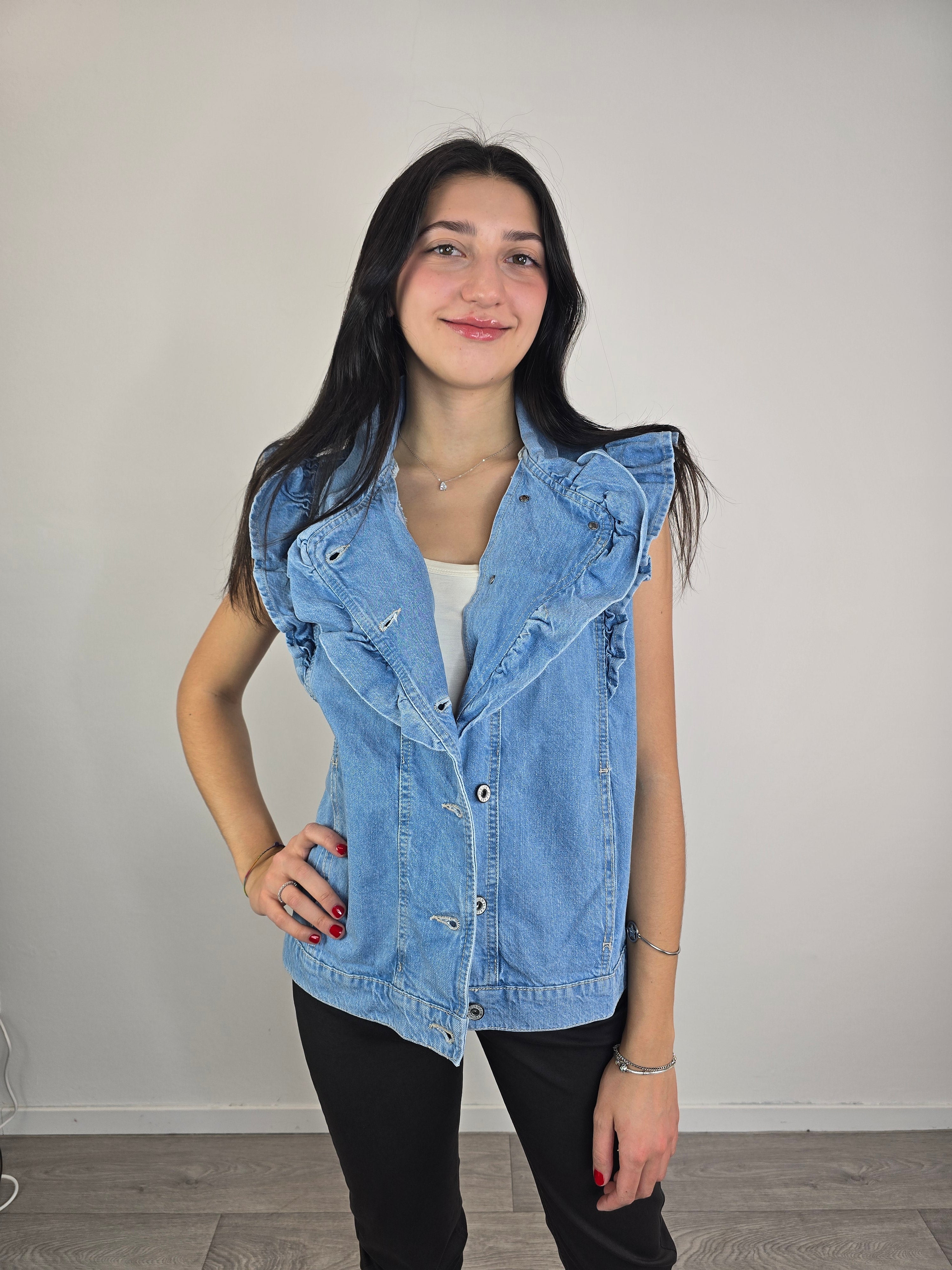 Please gilet in denim chiaro