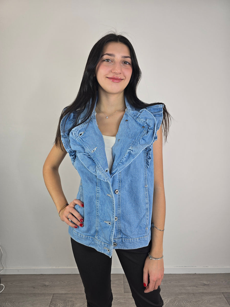 Please gilet in denim chiaro