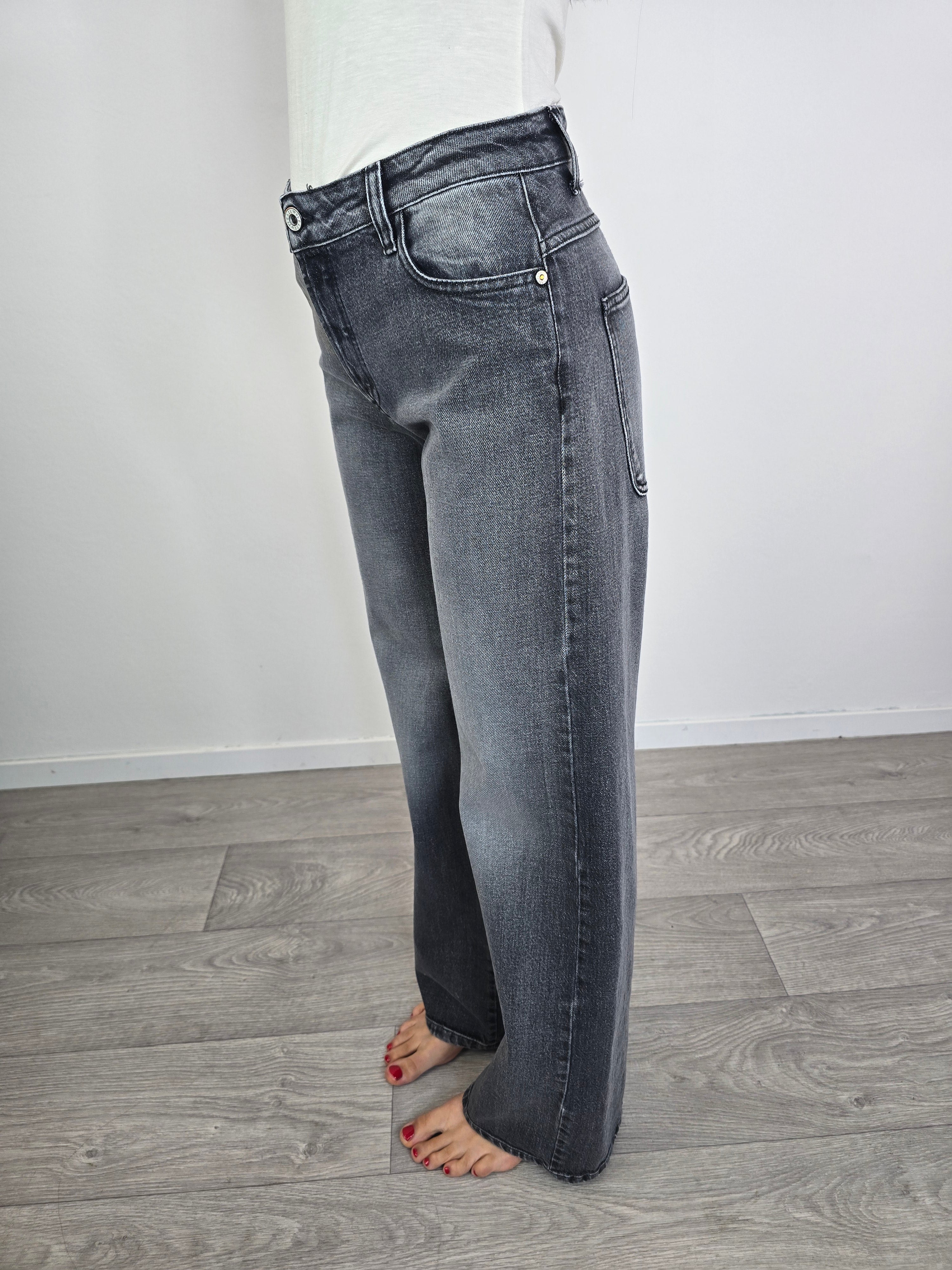 Please jeans indossato grigio donna